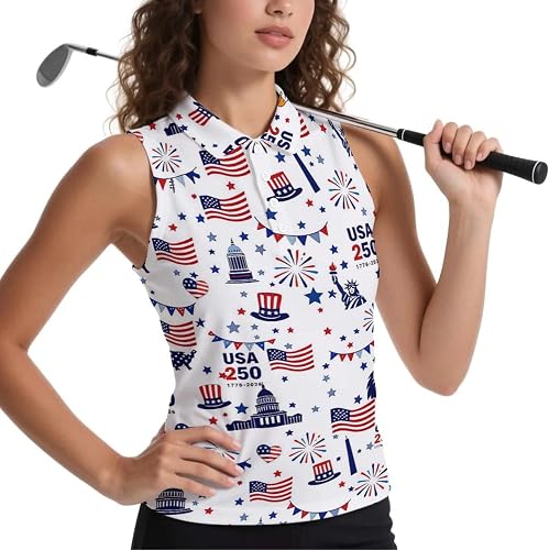 USA Golf Shirts for Women,250 Anniversary Golf Shirts Women,