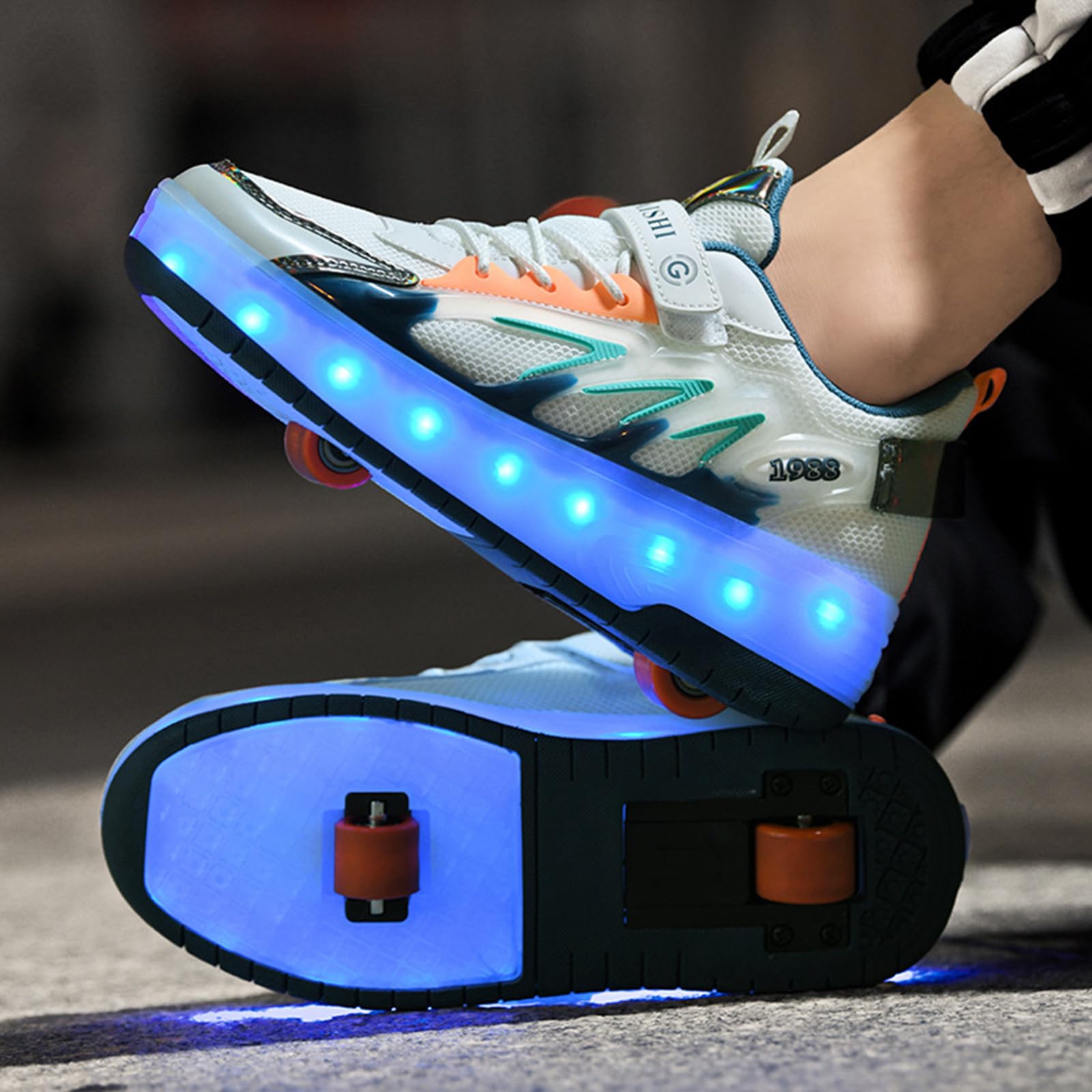 Luci LED Scarpe Sportive con Ruote,Scarpe Luce Unisex per Ragazze Bambino,Scarpe da Skateboard Traspiranti con Luci,Tomaia Traspirante,Adatte Principianti