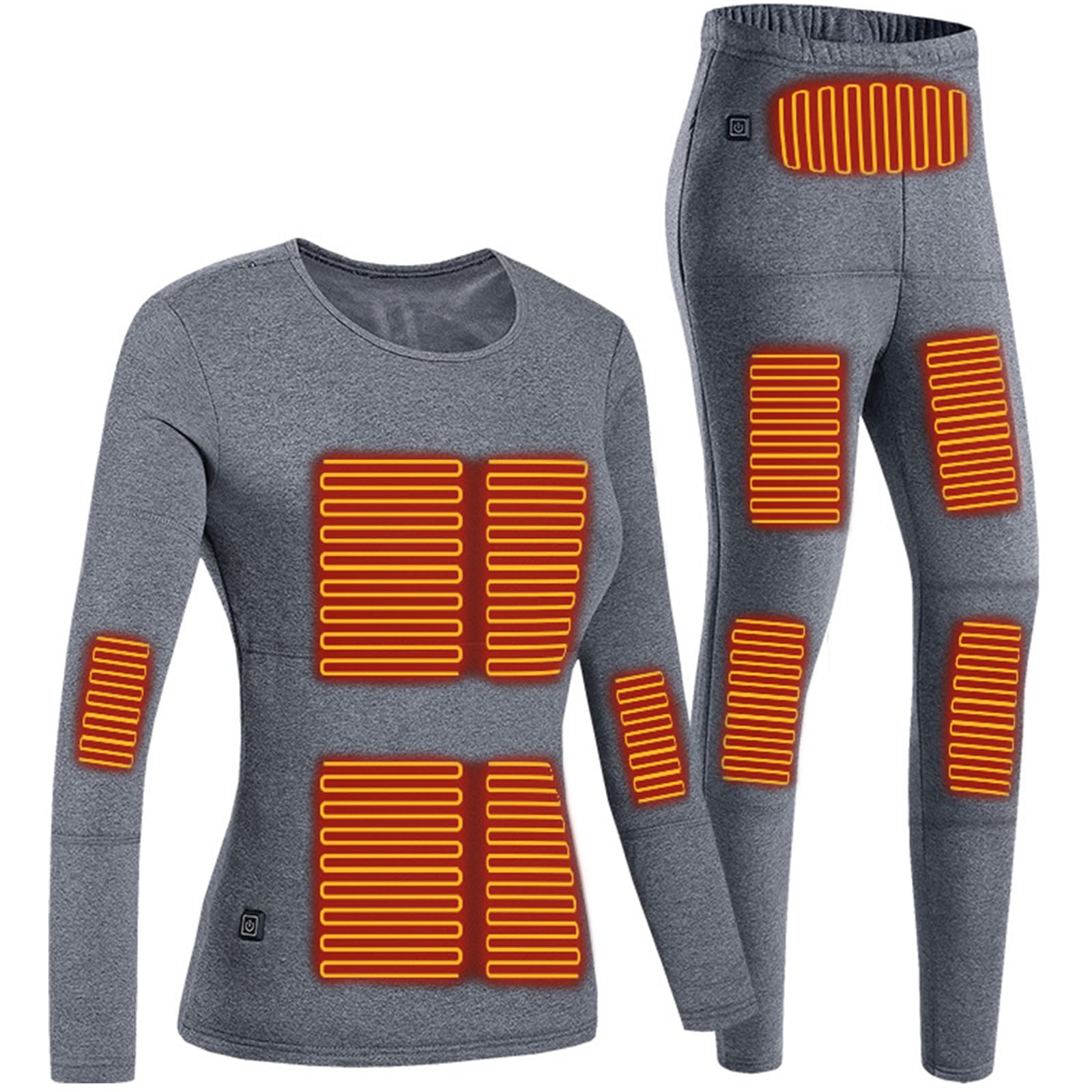 Ensemble De sous-Vêtements Chauffants Thermiques pour Hommes avec 22 Zones USB Électrique Vêtements Chauds d'hiver Adaptés À La Randonnée en Plein Air Haut Et Bas De Caleçons Longs,B,XXL