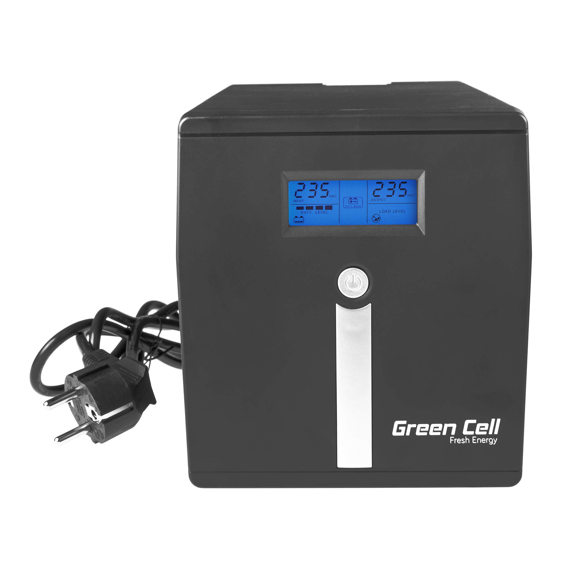 Green Cell® SAI Sistema de alimentación ininterrumpida UPS Potencia 1000VA (600W) 230V Fuente de alimentación Continua Line Interactive senoidal AVR USB/RJ45 2X Schuko 2X IEC Tomas con Pantalla LCD