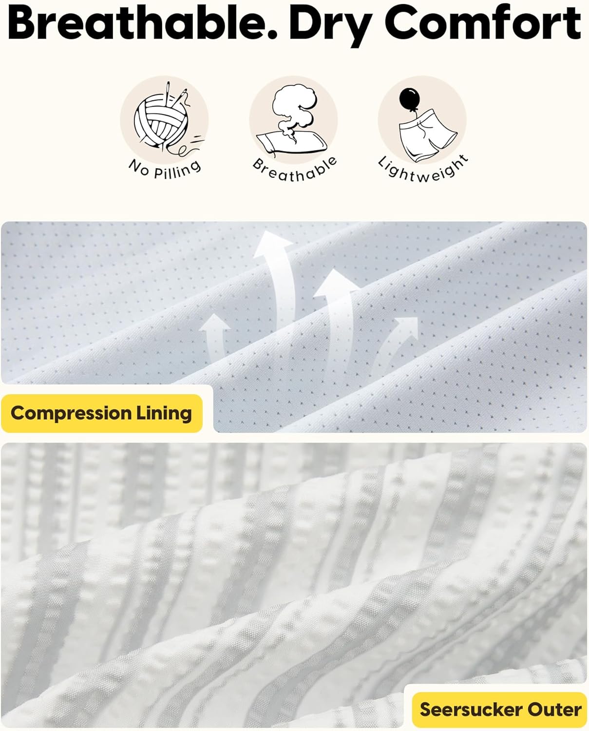 maamgic Mens Seersucker Shorts with Compression Liner, Men's 5.5 Inch Casual Shorts for Daily, Gym, Travel & Beach - Image 5