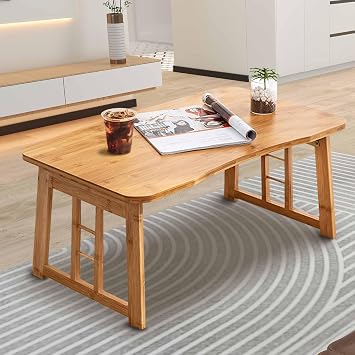 Foldable Coffee Table Folding Legs Small Desk Low Tea Table for Living Room Outdoor Window Tatami Tea Room Balcony,No Assembly