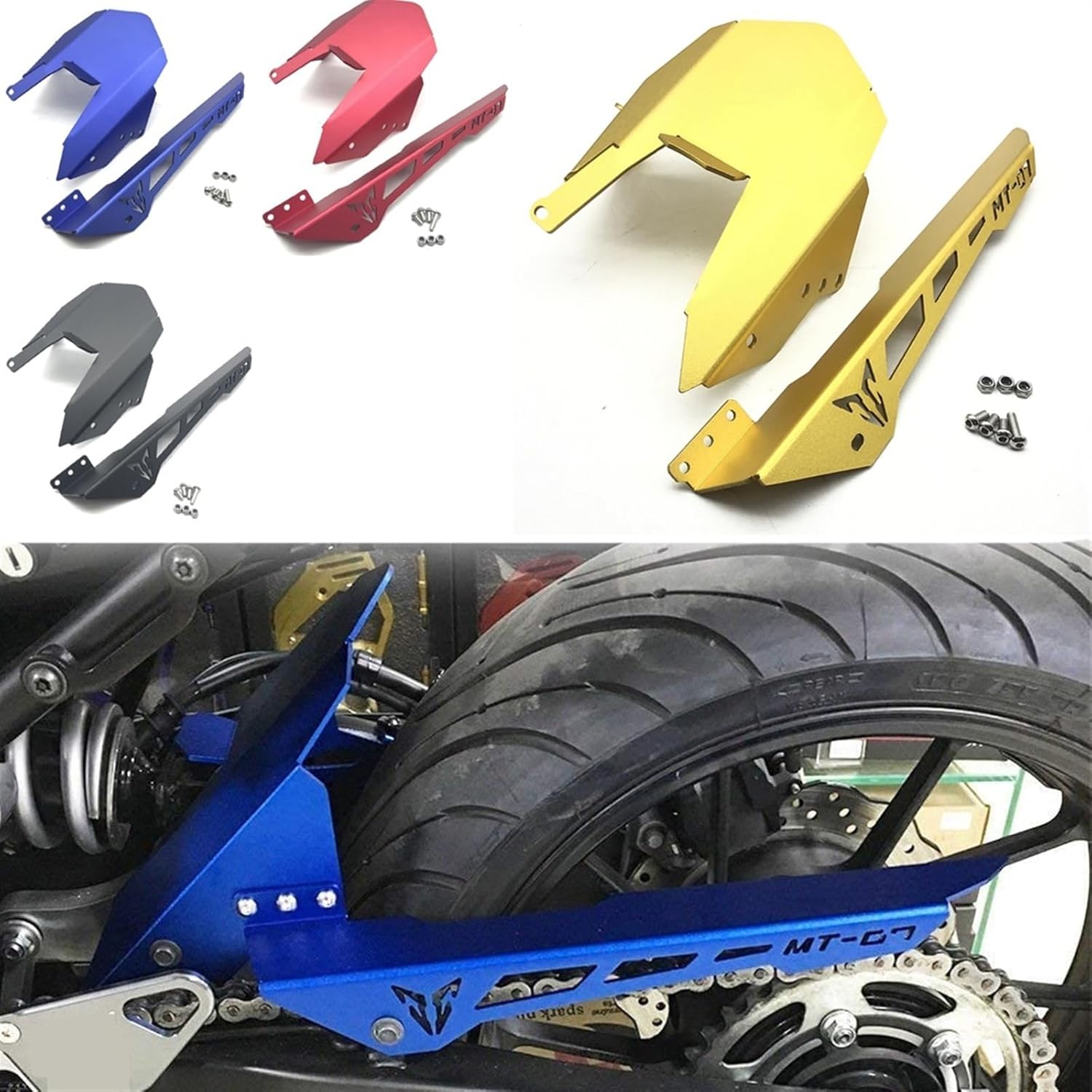Motorcycle Rear Fenders Mudguard with Chain Guard Protector Compatible with Yamaha MT-07 FZ-07 MT07 MT 07 FZ07 FZ 07 2013-2020 2021 2022