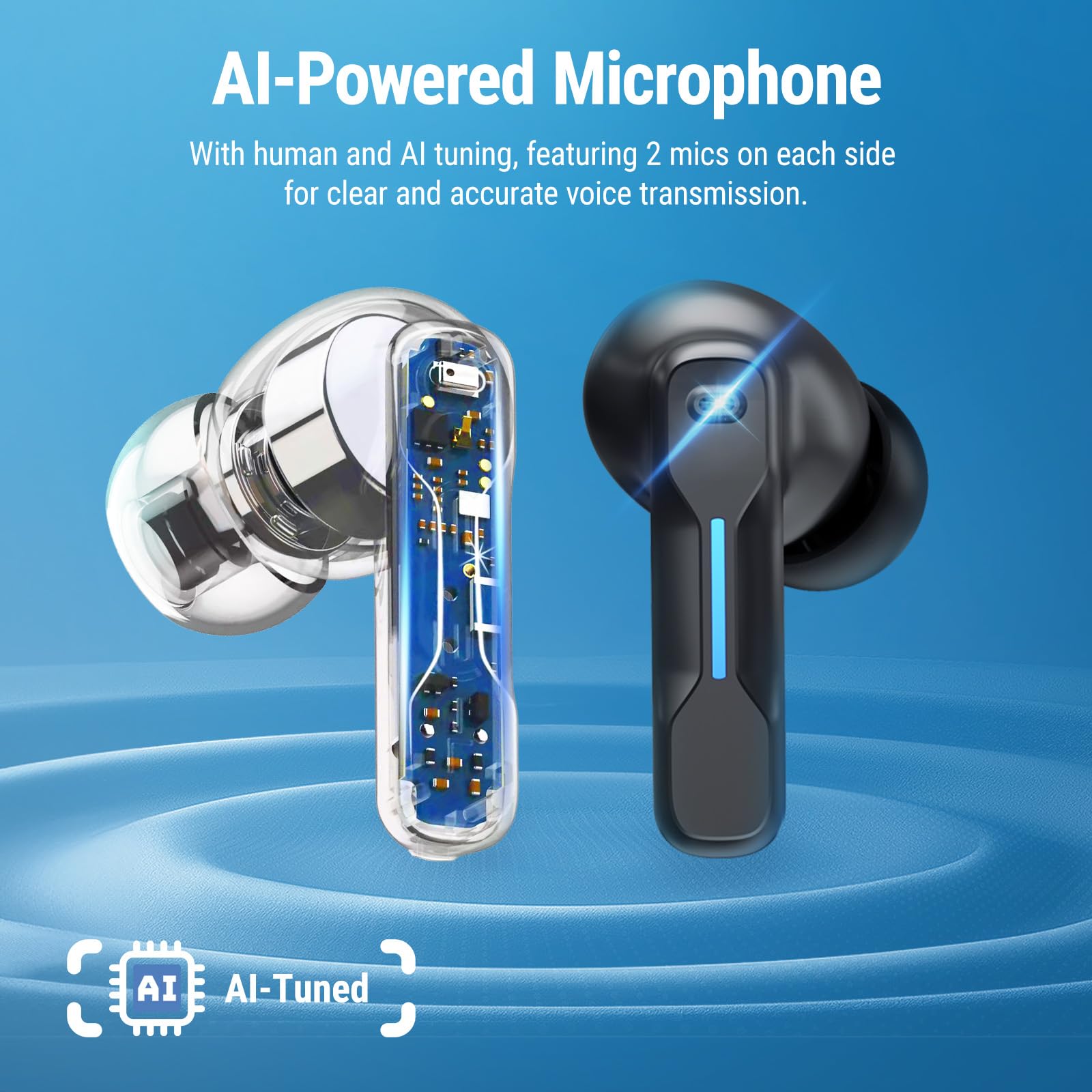 SW5 Gaming słuchawki bezprzewodowe z Bluetooth 5.4 i dongle 2,4 G, douszne słuchawki bezprzewodowe IPX4 mikrofonem AI, 20ms niskim opóźnieniem kompatybilne z PC, Switch, VR, PS4, PS5 komputerem