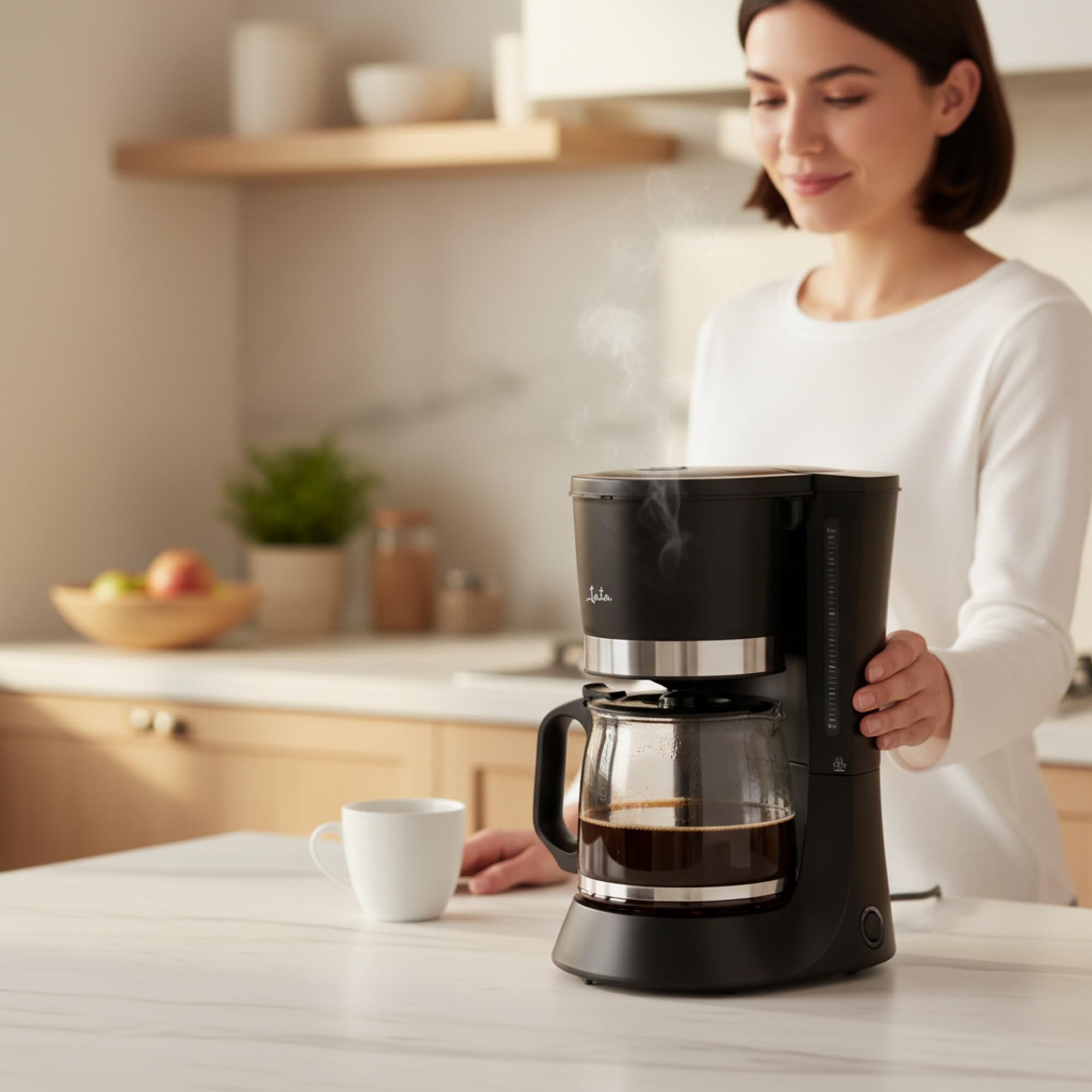 Jata CA290 - Cafetera de Goteo 12 Tazas 1175 ml, Cafetera Americana con Filtro Permanente Reutilizable, Jarra de Cristal, Apagado Automático y Placa Calefactora