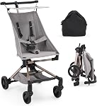 Lightweight Baby Travel Stroller, 8.4 Lbs Compact Airplane Friendly Stroller, One-Hand Quick Fold Design, Breathable Fabric with UPF 50+ Sun Canopy, Overhead Bin Compatible Portable Car for Infants & Toddlers,Grey
