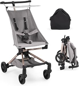 Lightweight Baby Travel Stroller - Compact Airplane-Friendly Design, One-Handed Fold, 8.4 Lbs Portable Stroller with Breathable Fabric & UPF 50 Canopy for Infants & Toddlers,Grey