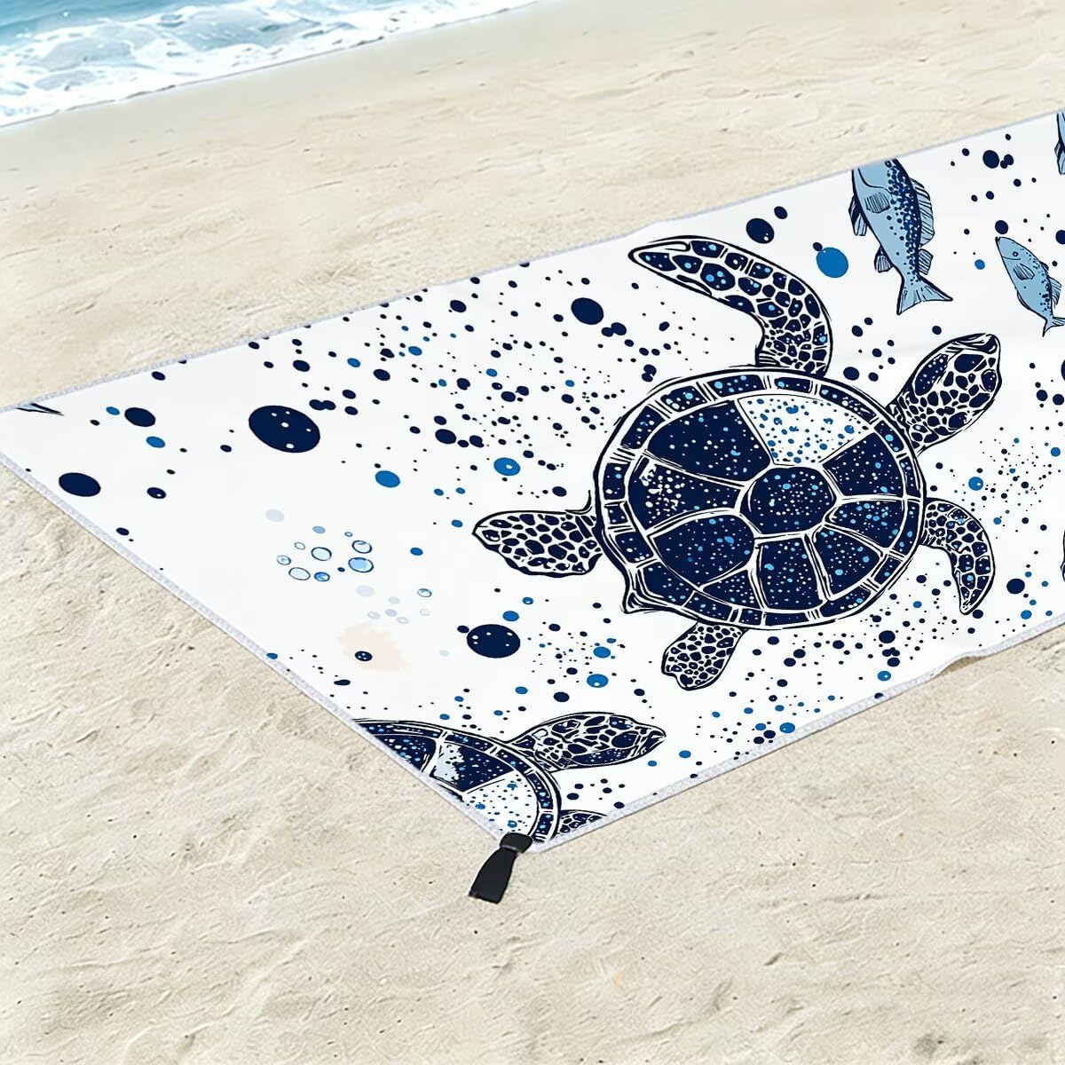 Telo Mare Microfibra, Telo Mare Grande 90x200cm 2 Pezzi, Asciugamano Palestra Donna Asciugatura Rapida, Antisabbia Asciugamano Microfibra, Leggero Asciugamani Palestra, Regalo (Tartaruga marina) -4502
