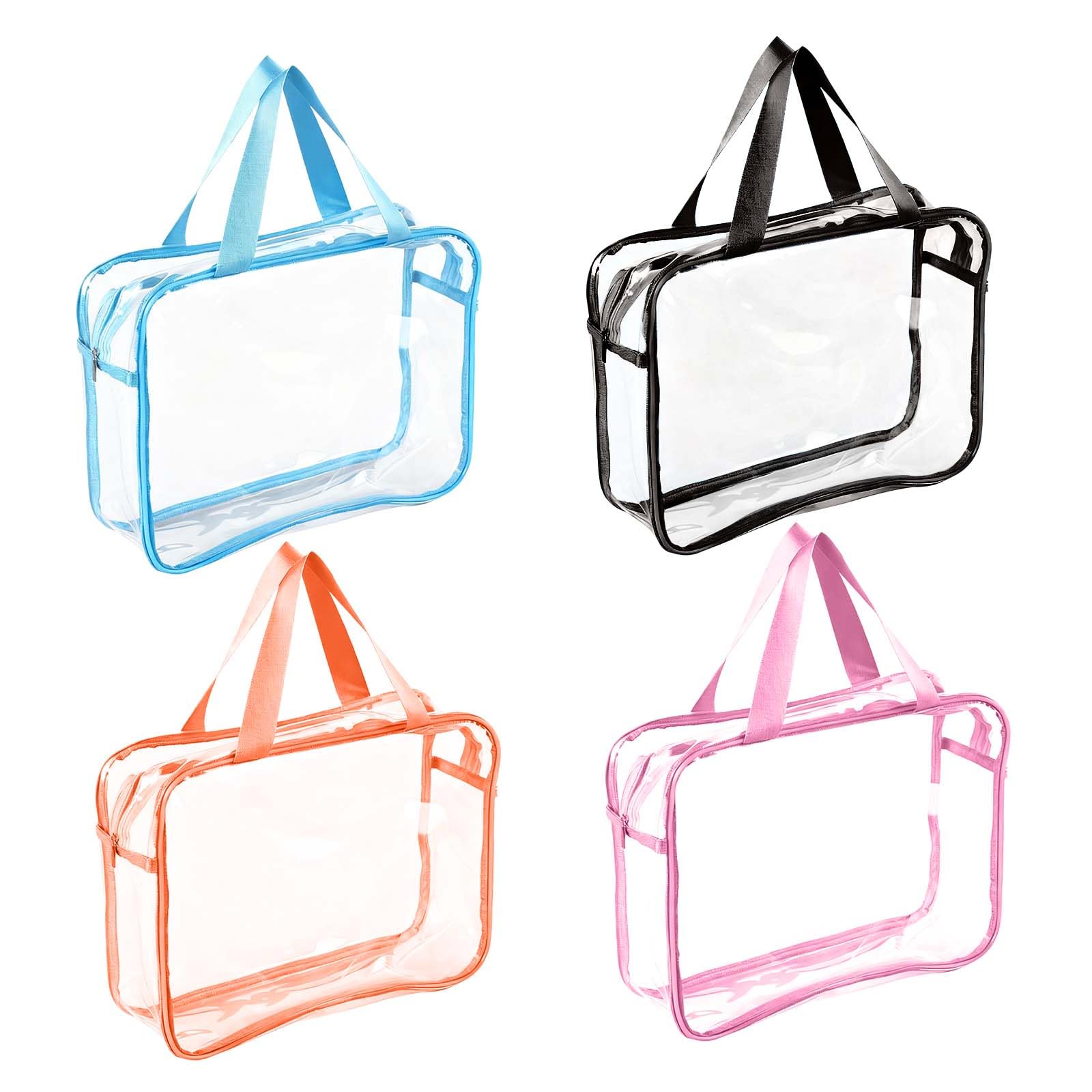 Clear Toy Storage Bags with Handles, 4 Pack Zipper Toy Storage Bags, Reusable Waterproof Pouch Organizer Bags for Building Blocks Puzzles Board Games Toy Organiser Bags for Toys