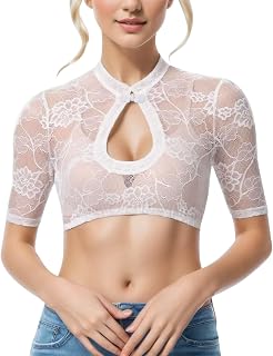 Low Cut Strapless Bra Lace Vest Women's Elegant Dirndl Blouse Black Dirndl Blouse Lace Blouse for Oktoberfest Lingerie Off Shoulder Tops Women