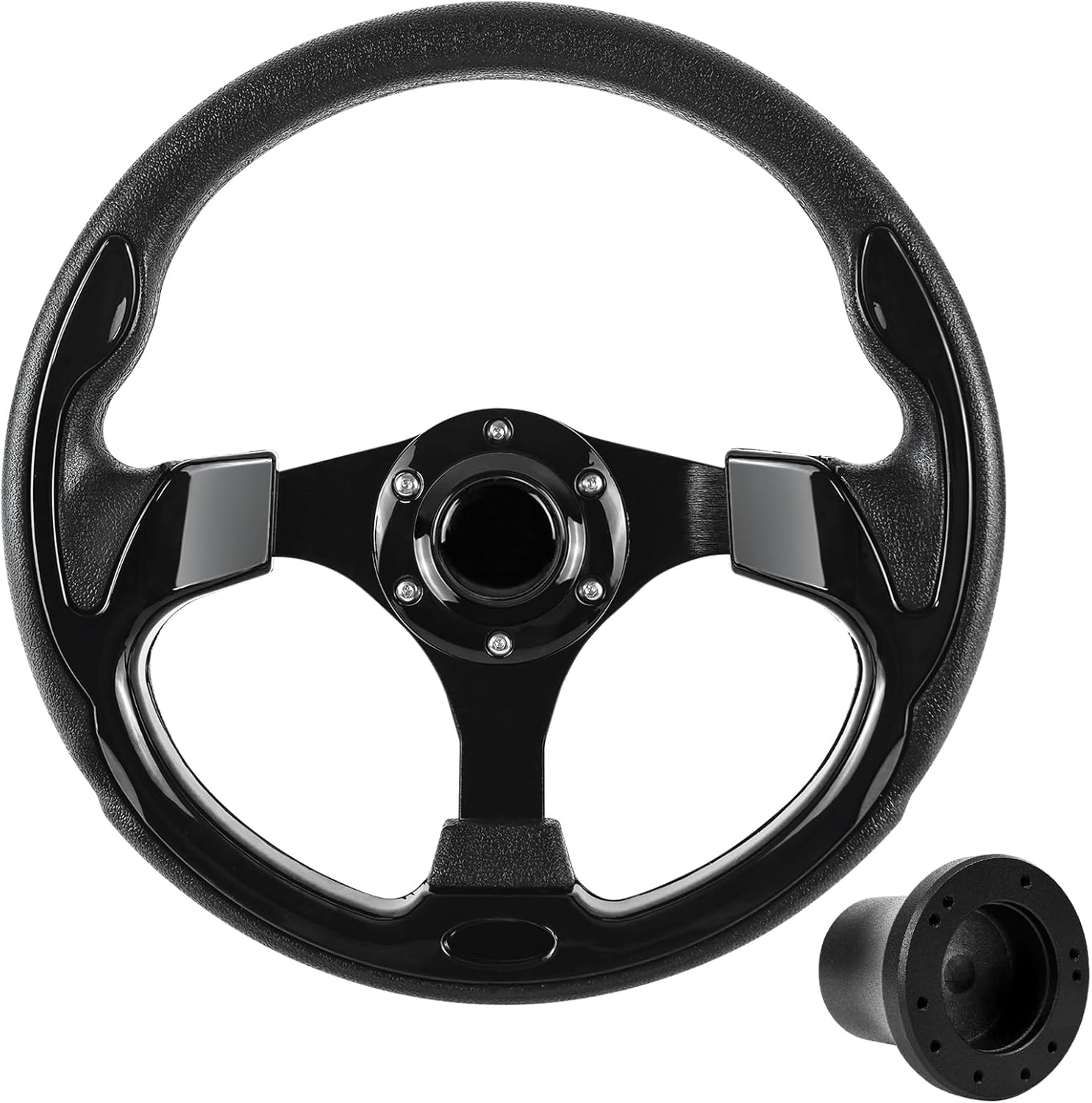 Golf Cart Steering Wheel and Golf Adapter for CLUB CAR PRECEDENT Bundle-(5156BLACK)