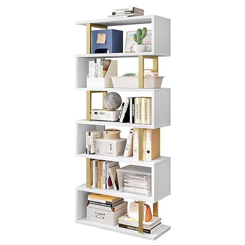 SORCEDAS Bookshelf Geometric Bookcase S Shaped Industrial Bookshelf Storage Display