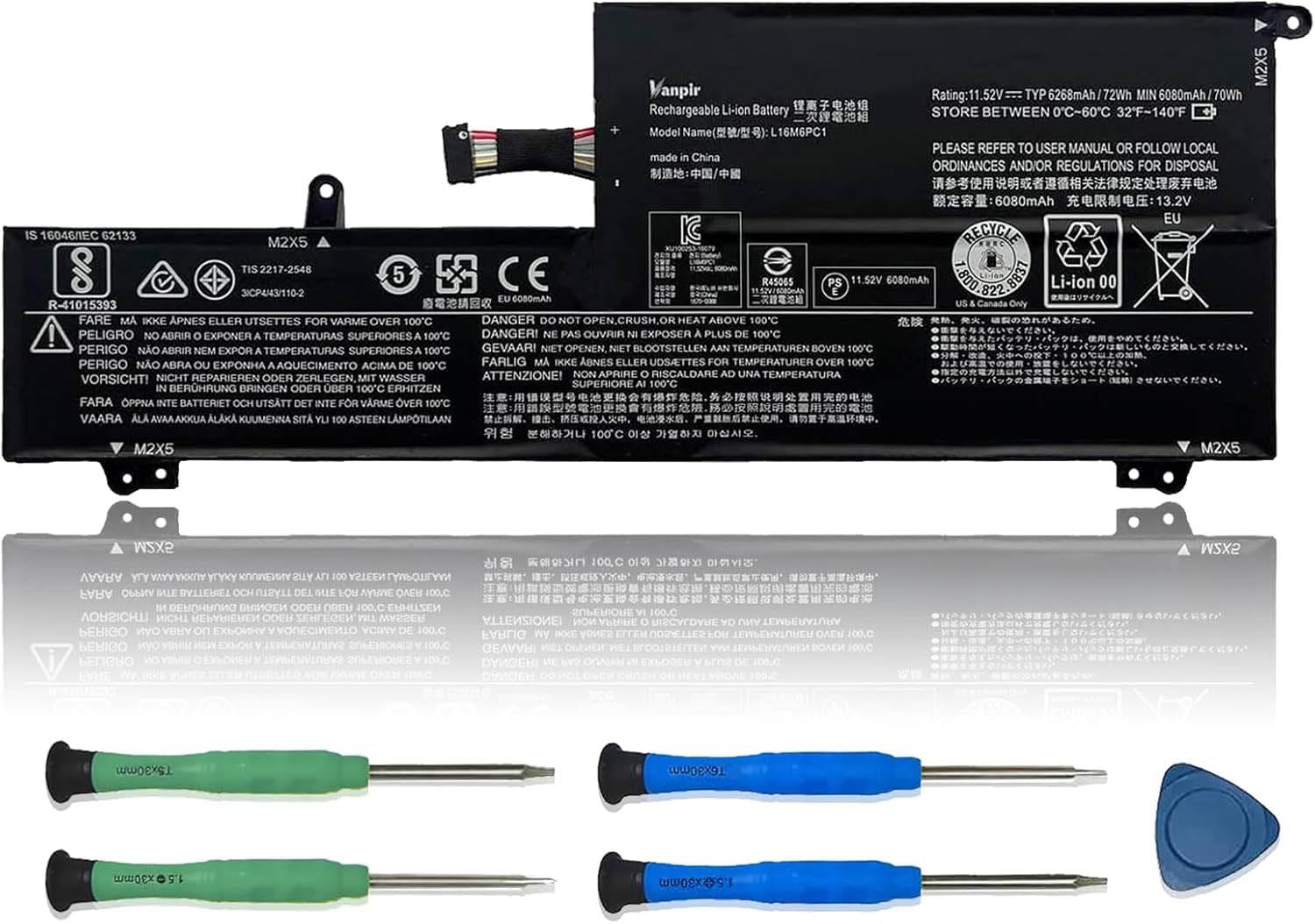 Amazon.com: VANPIR L16M6PC1 Laptop Battery 11.52V 72Wh 6268mAh