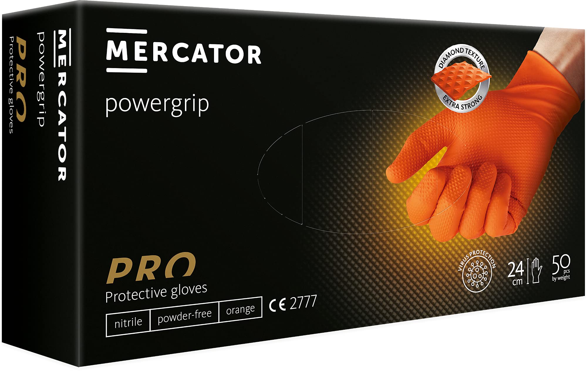 PowerGrip Lot de 500 gants de protection jetables en nitrile non poudrés sans latex 2-3 x plus épais texture diamant Taille M