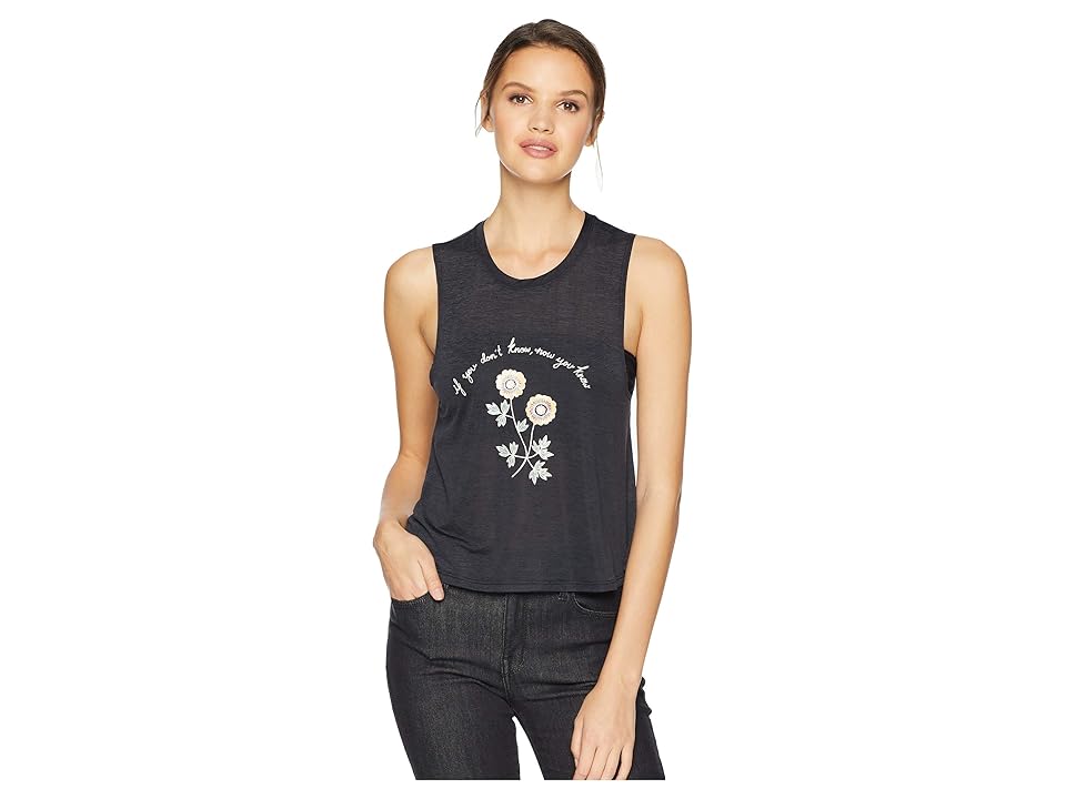 

Spiritual Gangster Don't Know Crop Tank Top (Vintage Black) Women's Sleeveless
