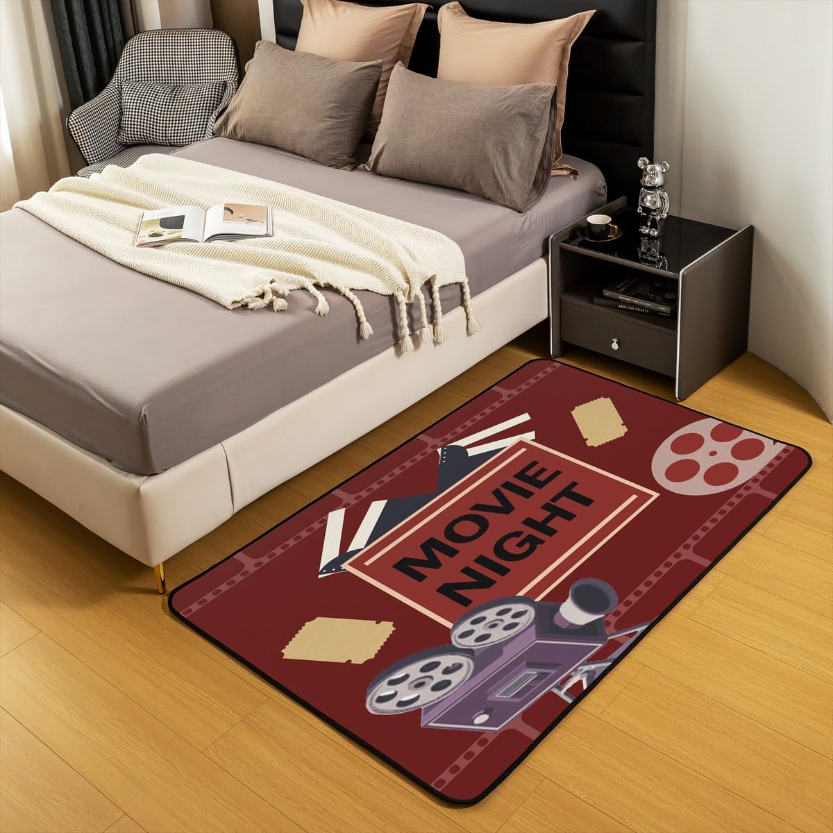 jejeloiu Tappeti per soggiorno cinema per bambini cinema decorazione accento tappeto area tappeto 5x7 notte cinema tappeto interno decorazione home theater tappeto decorativo