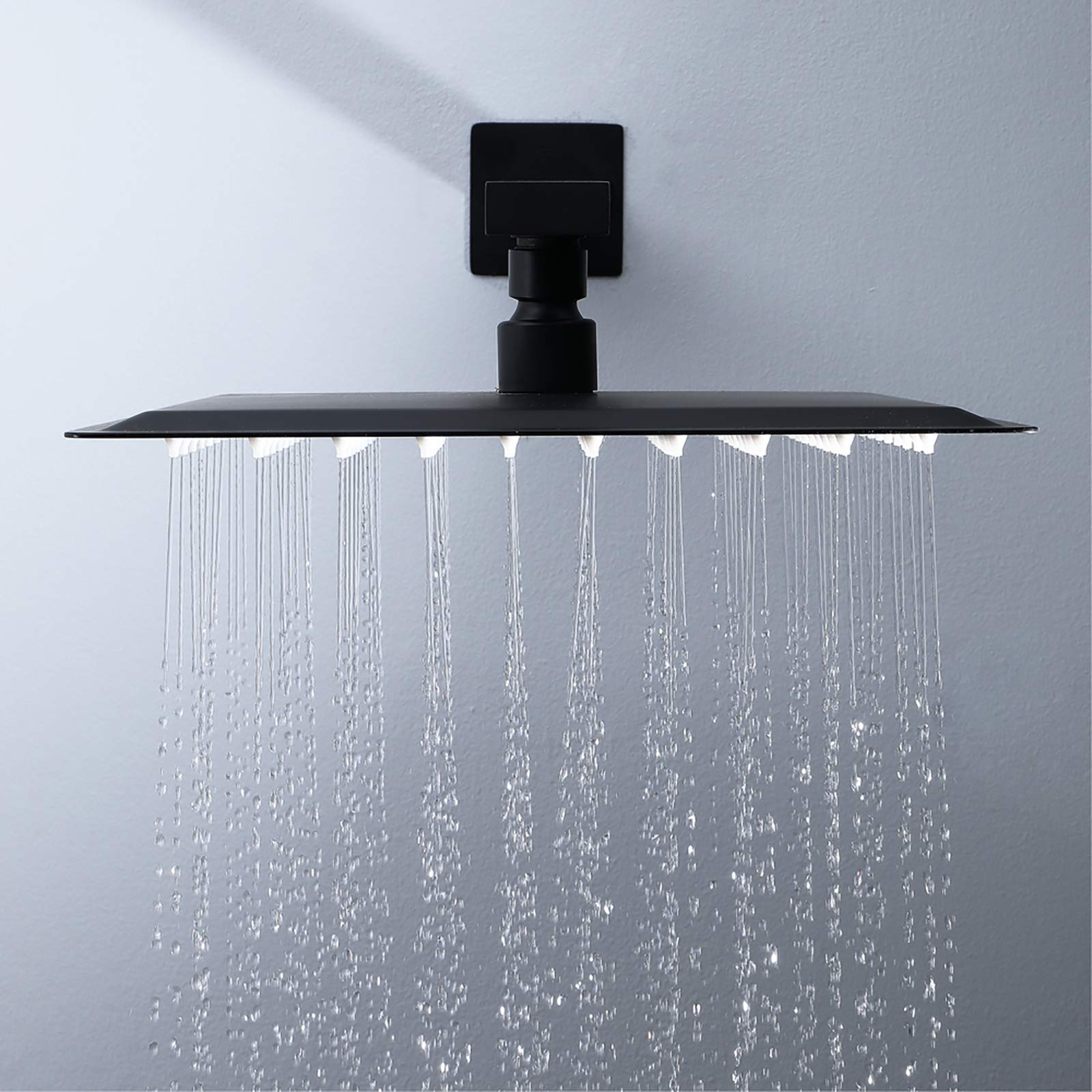 Alcachofa de Ducha, 10 Pulgadas Cuadrado Alcachofas Fijas para Ducha de Alta Presión 304 Acero Inoxidable Ultra Delgado Negro Rociador Ducha Efecto Lluvia