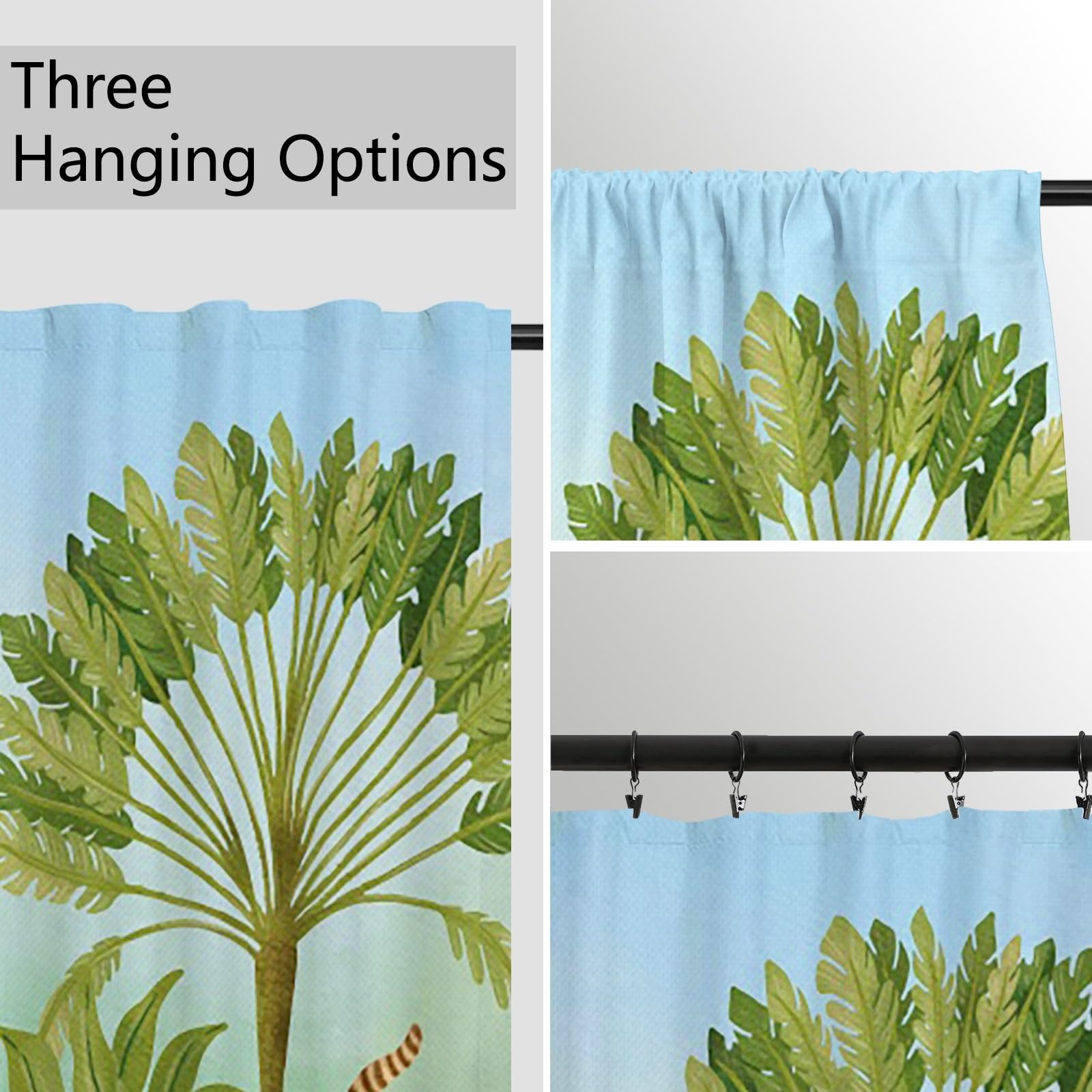 ggaimwf Safari Curtains for Nursery Jungle Giraffe Bird Palm Trees Zoo Colorful Animal Print Window Curtain Rod Pocket Family Kids Bedroom Interior Dividing Curtain 117x183cm 2 Panels - Image 4