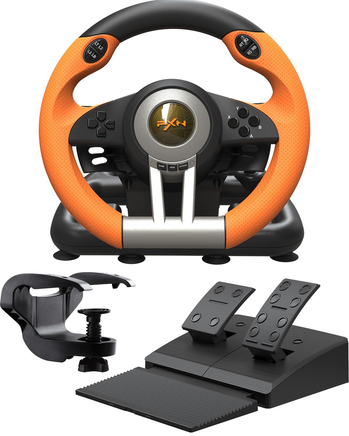 GAMEZZ24 PXN V3 Pro Racing Steering Wheel and Pedals, 180° Wheel, Pedal Board, Paddle Shifters, Vibration, for PS4, Xbox One, PC, Xbox Series X,S, PS3