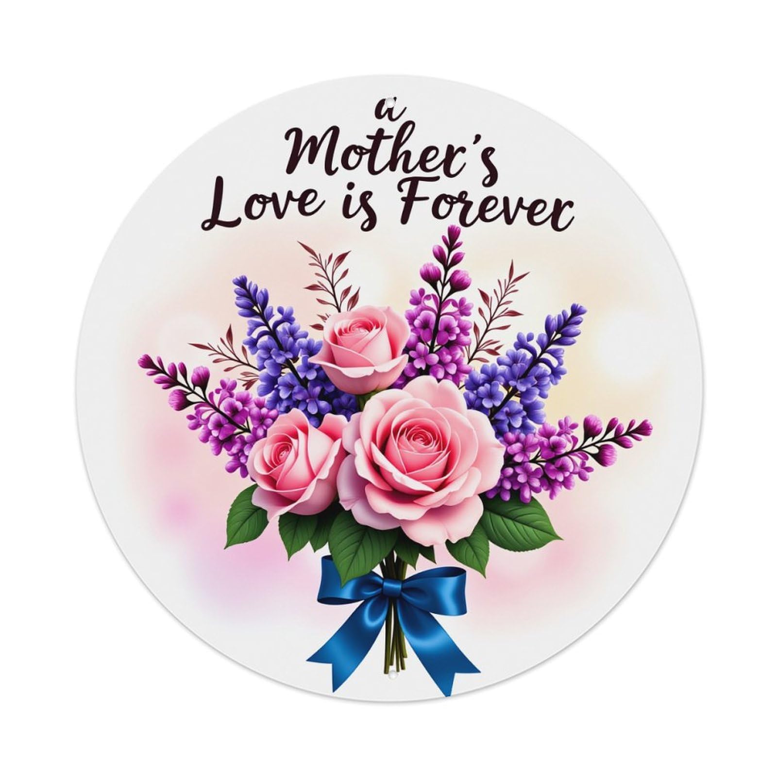 Floral Bouquet With Roses And Lavender Round Tin Sign Retro Metal Sign for Cafe Bar Pub Home Game Room Gym Club Wall Decoration Vintage Metal Poster 8x8 Inch