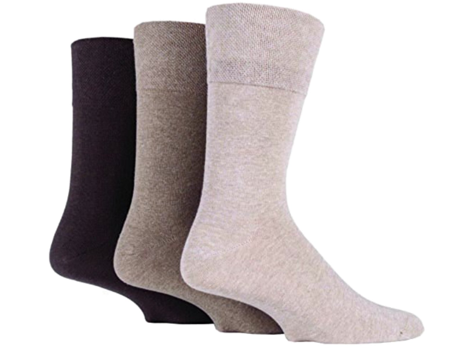 Hduk Mens Socks Men's Assorted Browns 3X Pairs Gentle Grip Diabetic Socks With Honeycomb Top And Hand Linked Toe Seams/Uk 6-11 Eur 39-45 (Assorted Browns)