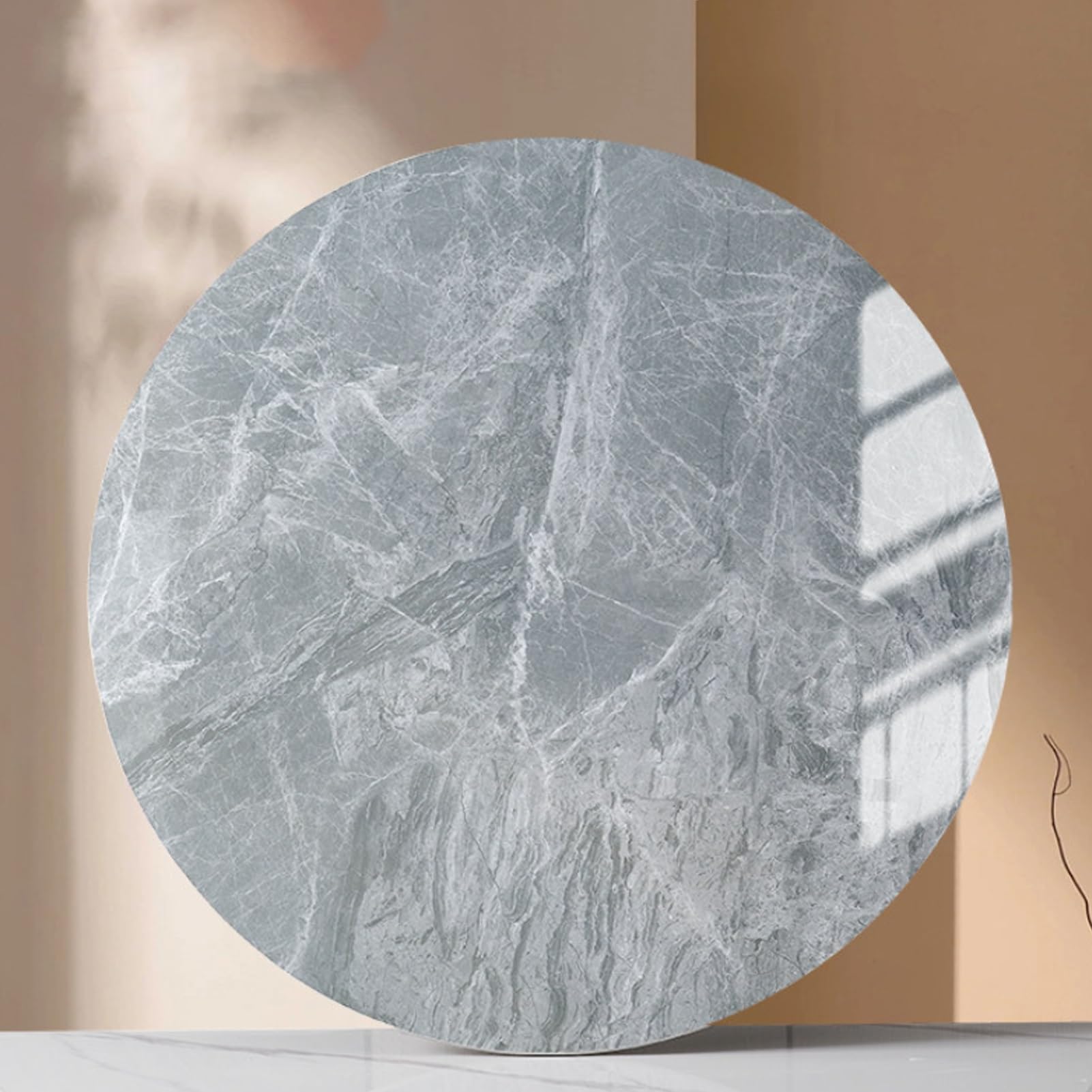 UZAMIRLEX Glass Lazy Susan Turntable, Marble Lazy Susan Turntable Multicolor Multisize Tempered Glass 360 Rotation Replacement(Gray+white,Ø 80cm/31.5in)