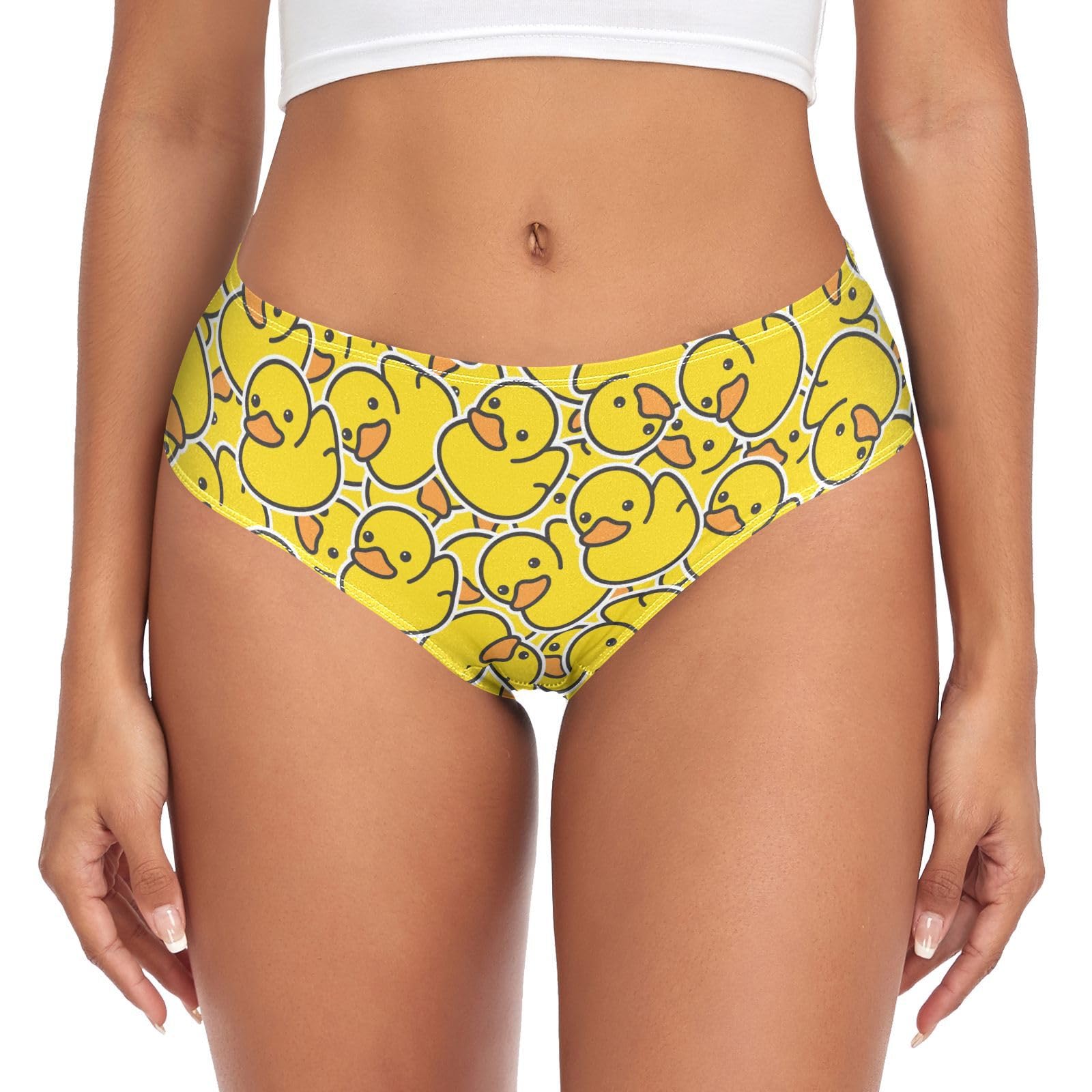 JHKKU Women's Underwear Classic Briefs Soft Breathable Bikini Hipster Panties, Duck Print, L