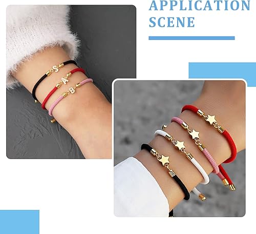Miniatura 7 de 10 pulseras de nailon trenzado para hacer pulseras deslizantes ajustables con hallazgos de latón dorado para hacer joyas, accesorios de 9 pulgadas