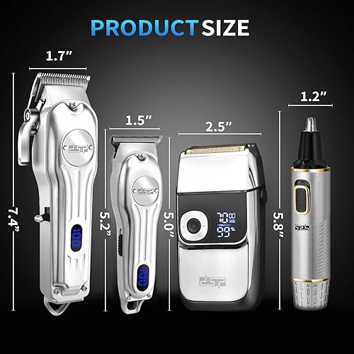 Miniatura 5 de DSP Kit de peluquero profesional 4 en 1 cortadora de pelo inalámbrica, recortadora, afeitadora y removedor de vello de nariz, juego de peinado y