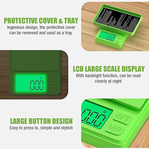 Miniatura 3 de Diyife - Báscula digital de bolsillo de gramos, 35.27 oz0.00 oz de alta precisión, 7 unidades de conversión de mini báscula con pantalla LCD,