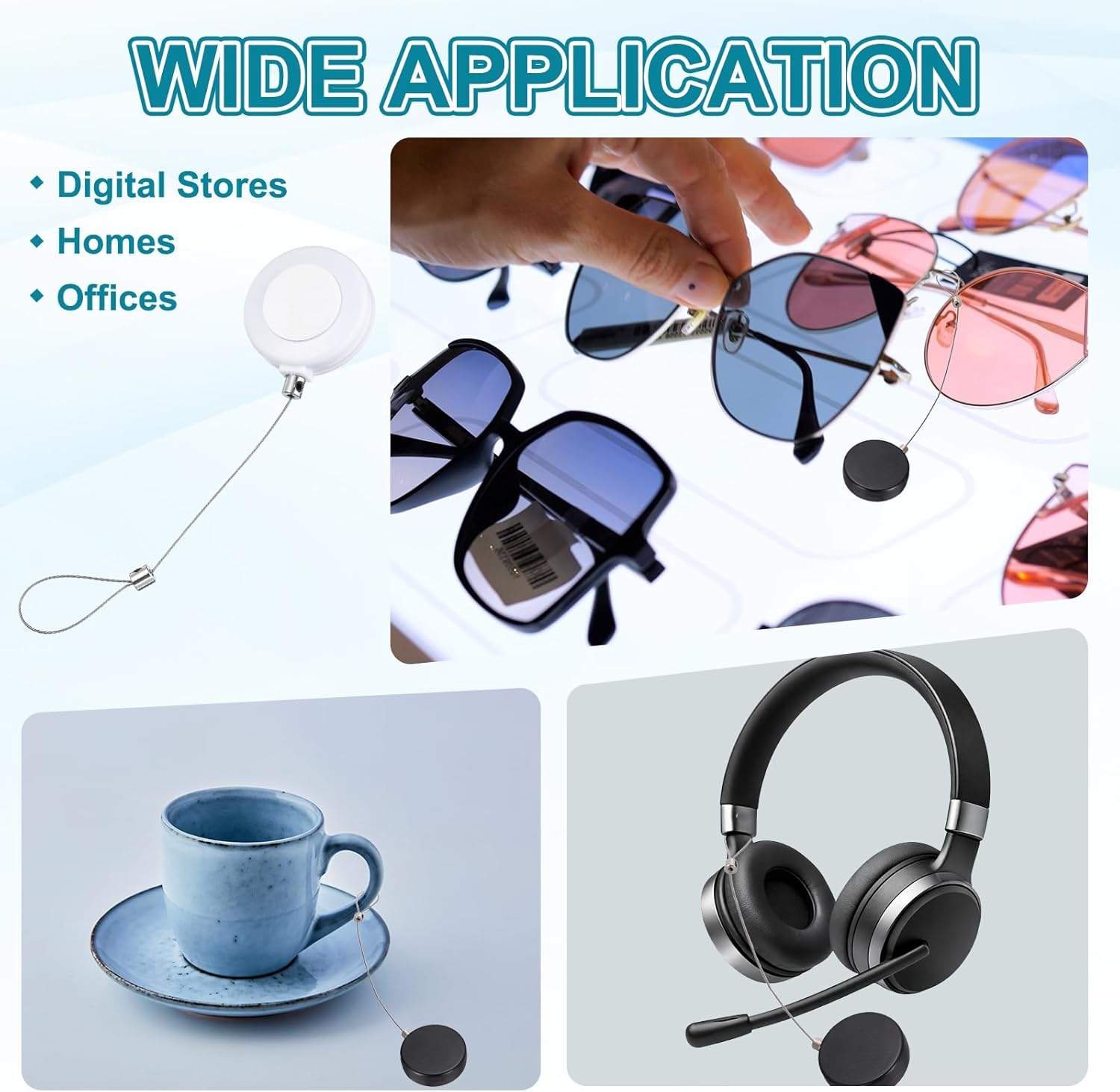 PATIKIL Retractable Remote Control Cable Tether (3ft / 0.9M, White)(1 Set) Round Remote Control Security Lanyard Lock Adjustable Locking Leash with Rope Locks, Suit for - TVs/Tablets