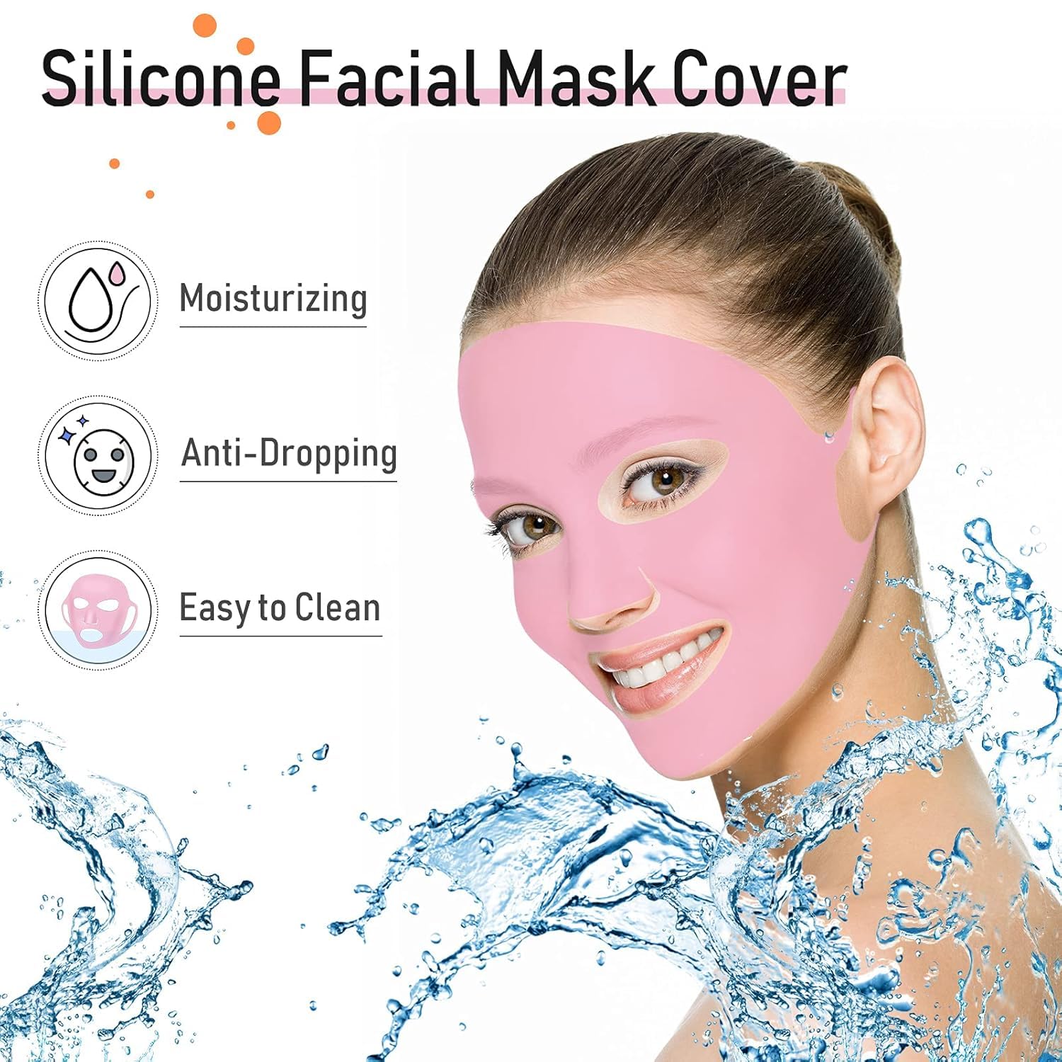 Maitys 32 Pcs 32 Pcs Reusable Silicone Face Mask & Anti-wrinkle Patch Set, Face Mask Cover Holder with Neck Chest Forehead Eye Mouth Wrinkle Patches, Smoothing Overnight for Women (Clear,Pink) - Image 5