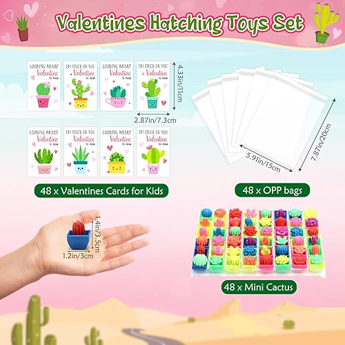 Miniatura 2 de Capoda 96 piezas de regalos para el día de San Valentín para el aula, tarjetas de San Valentín con juguetes a granel para crecer en agua, cactus