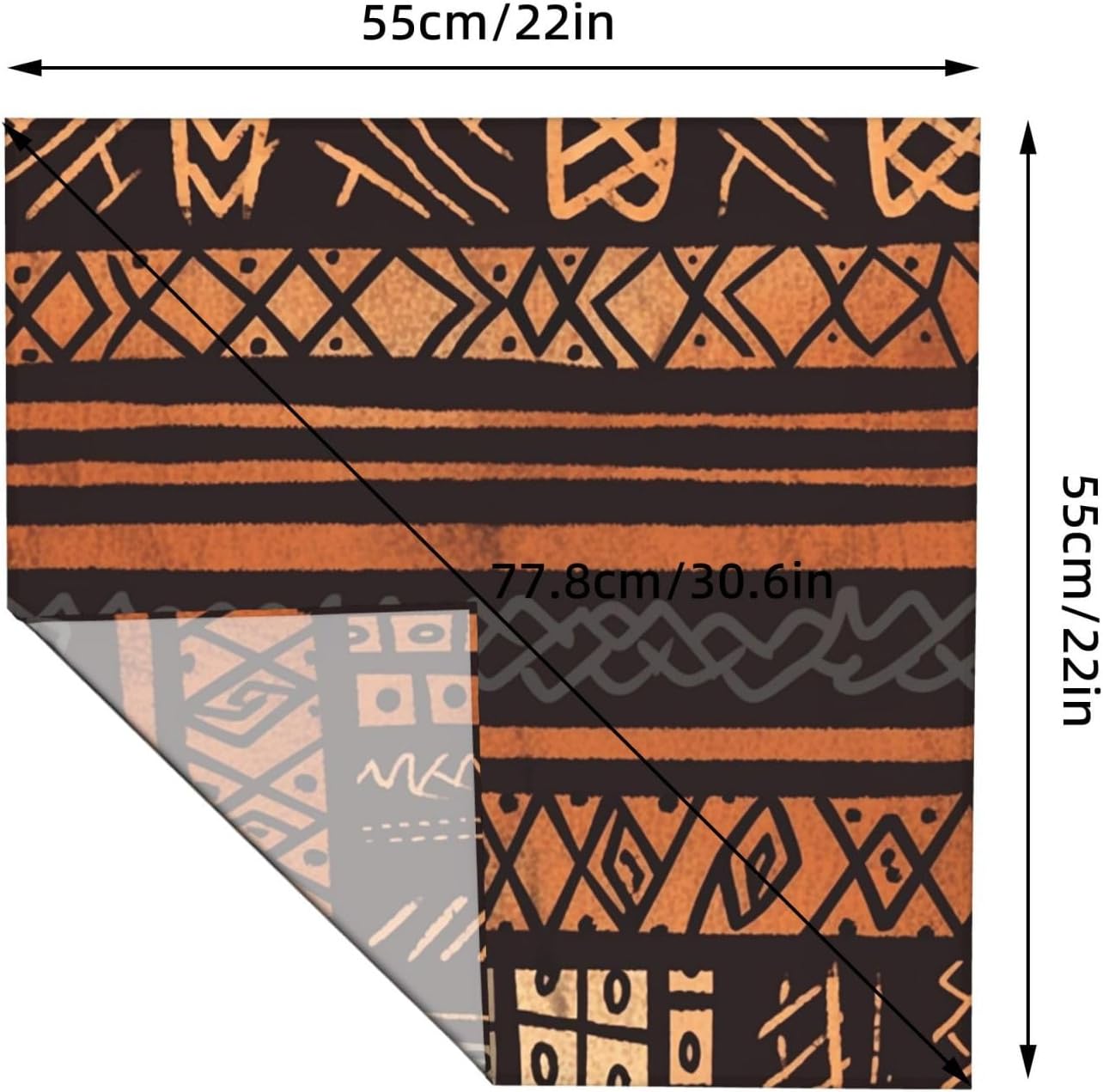African Mud Cloth Tribal Bandanas 22x22 inches Square Scarfs for Women Men Headband Sports Face Mask Handkerchief