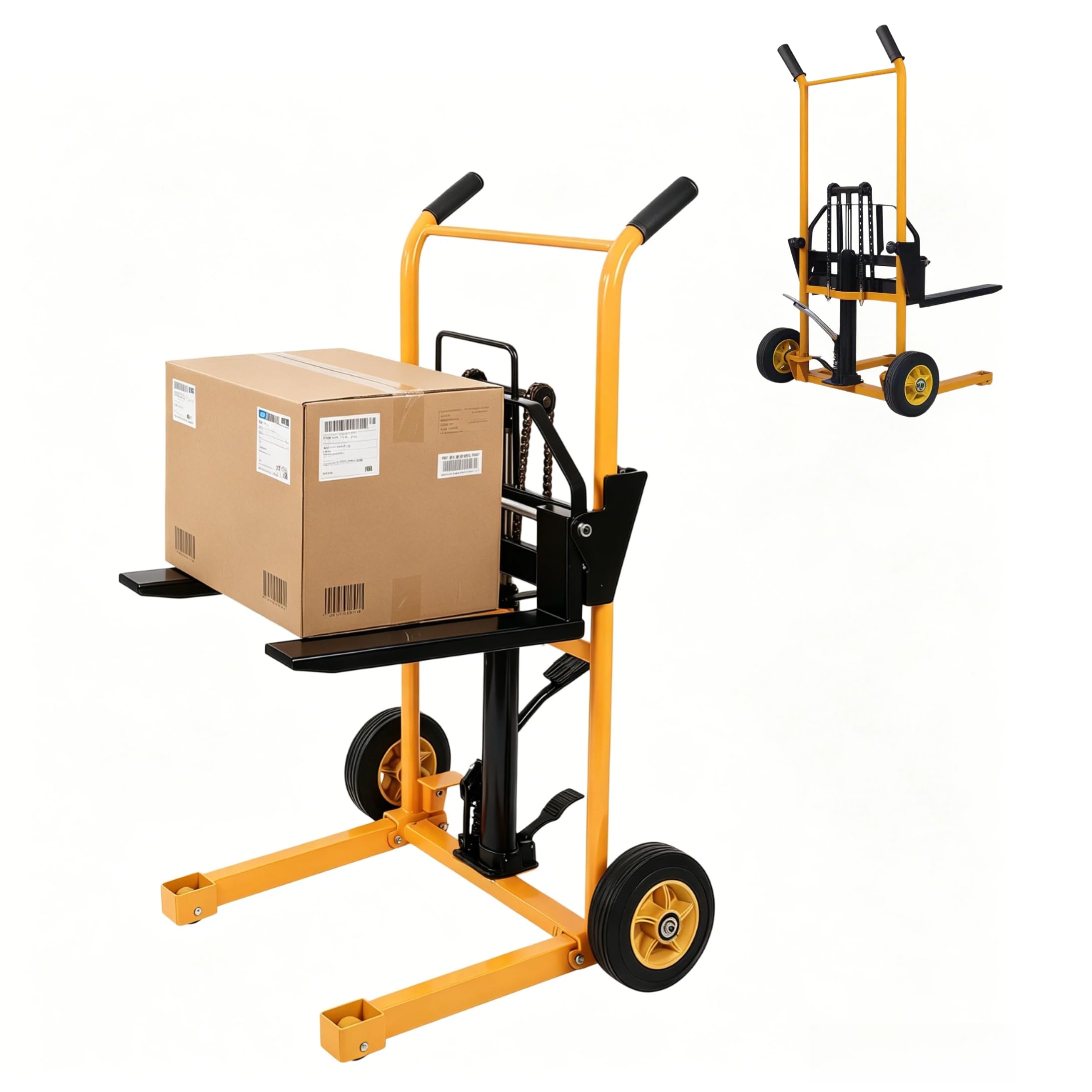 Transpallet Manuale Elevatore Muletto Compatto Sollevatore Idraulico | Capacità 200 kg Altezza Di Sollevamento 90 cm Per Magazzini Stretti Forche Regolabili Carrello Elevatore Idraulico Materiali