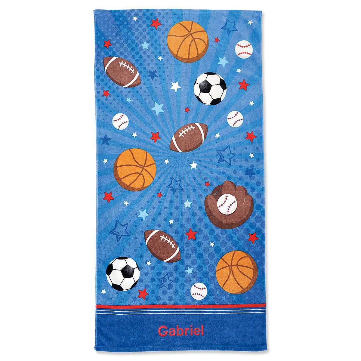 Lillian Vernon All Sports Personalized Boys Towel - Custom Embroidered with Name or Monogram Extra Large 30 x