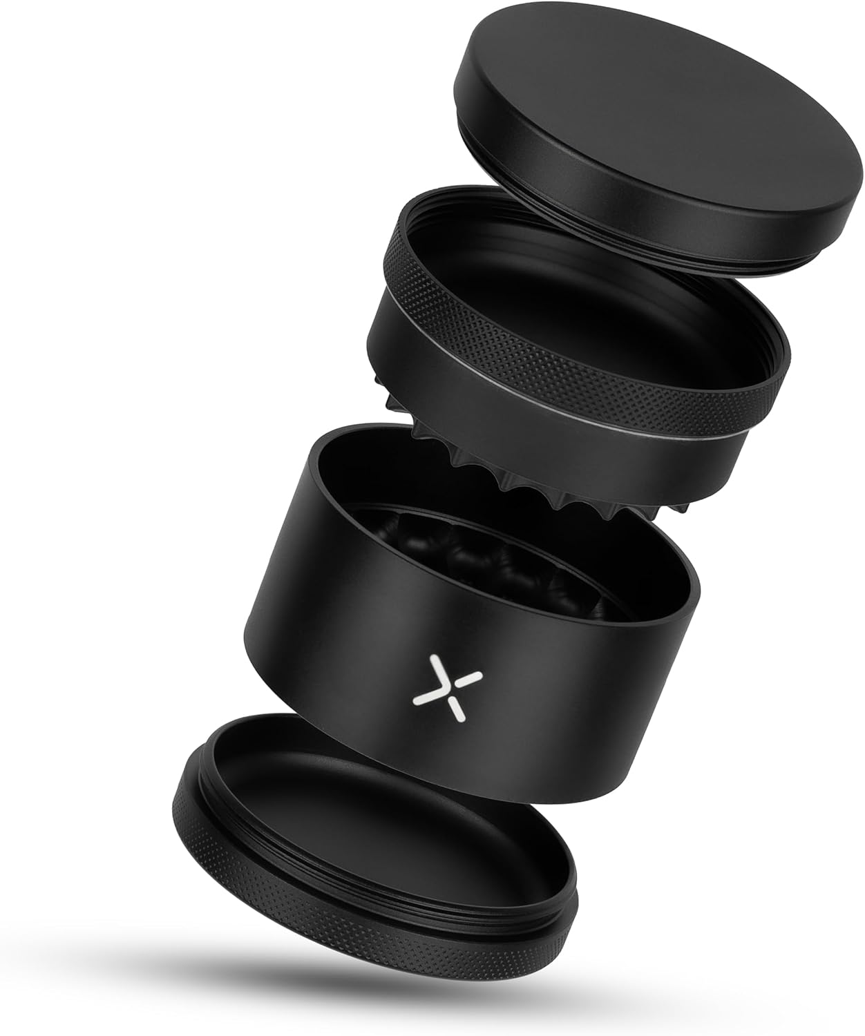 MillX Premium Toothless 2.5 Inch Aluminum Spice & Herb Grinder, Extra Storage Compartment, Manual Kitchen Use, Jam-free and Smooth Grinder (Matte Black)