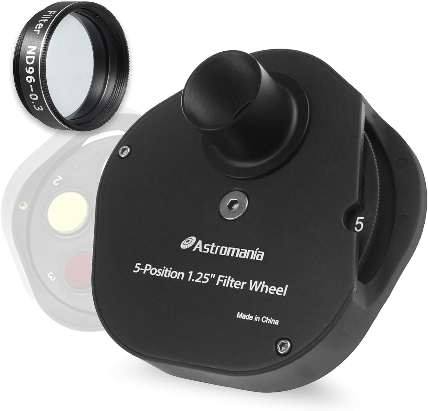 Astromania 1.25" Moon Telescope Eyepiece Color Filter ND96-0.3 - Bundle with - 1.25" Multiple 5-Position Filter Wheel