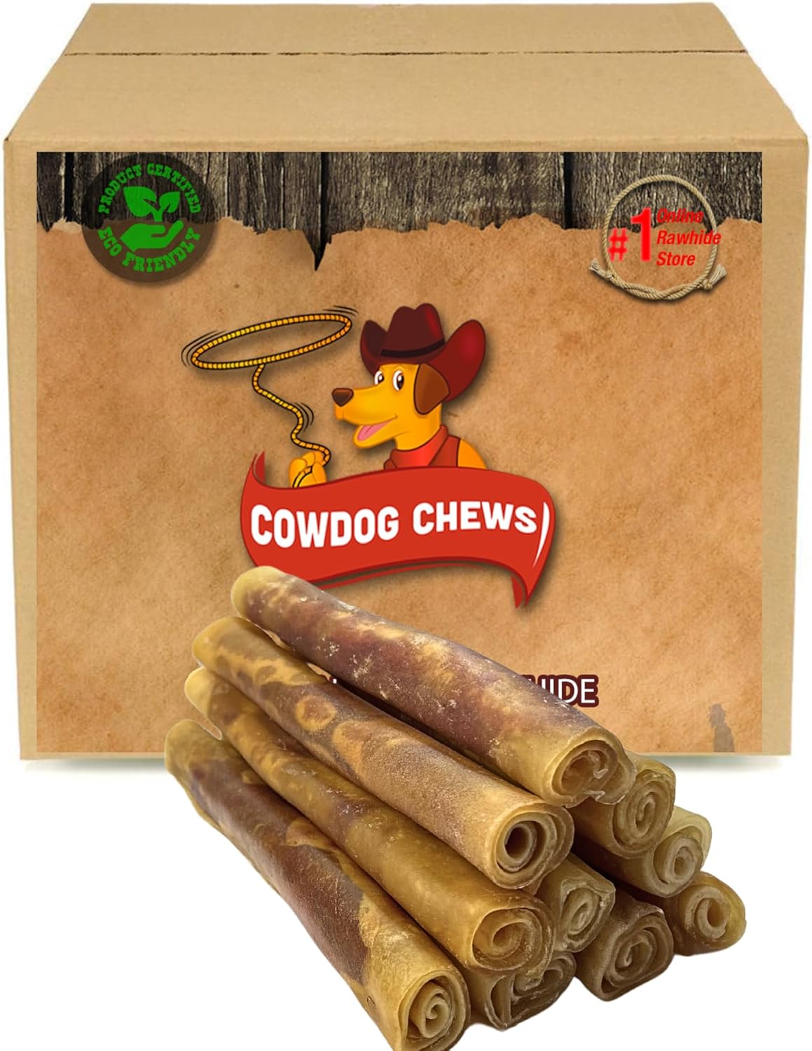 Cowdog Chews Retriever roll 9-10 inch All Natural Rawhide Product (40 Pack)