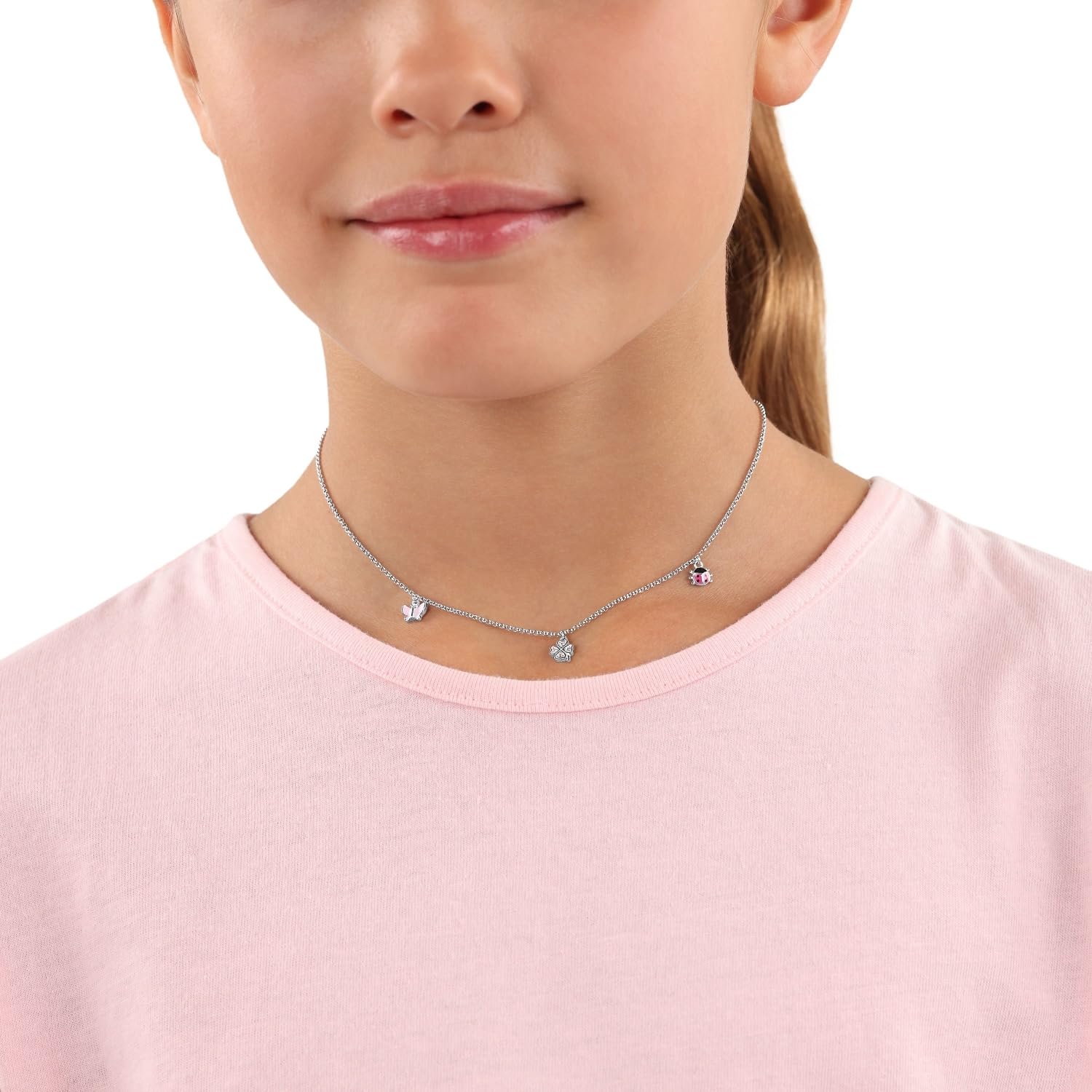 Prinzessin Lillifee Kette mit Anhänger 925 Sterling Silber Mädchen Kinder Halsschmuck, mit Zirkonia synth., 35+3 cm, Silber, Schmetterling, Kommt in Schmuck Geschenk Box, 2037943