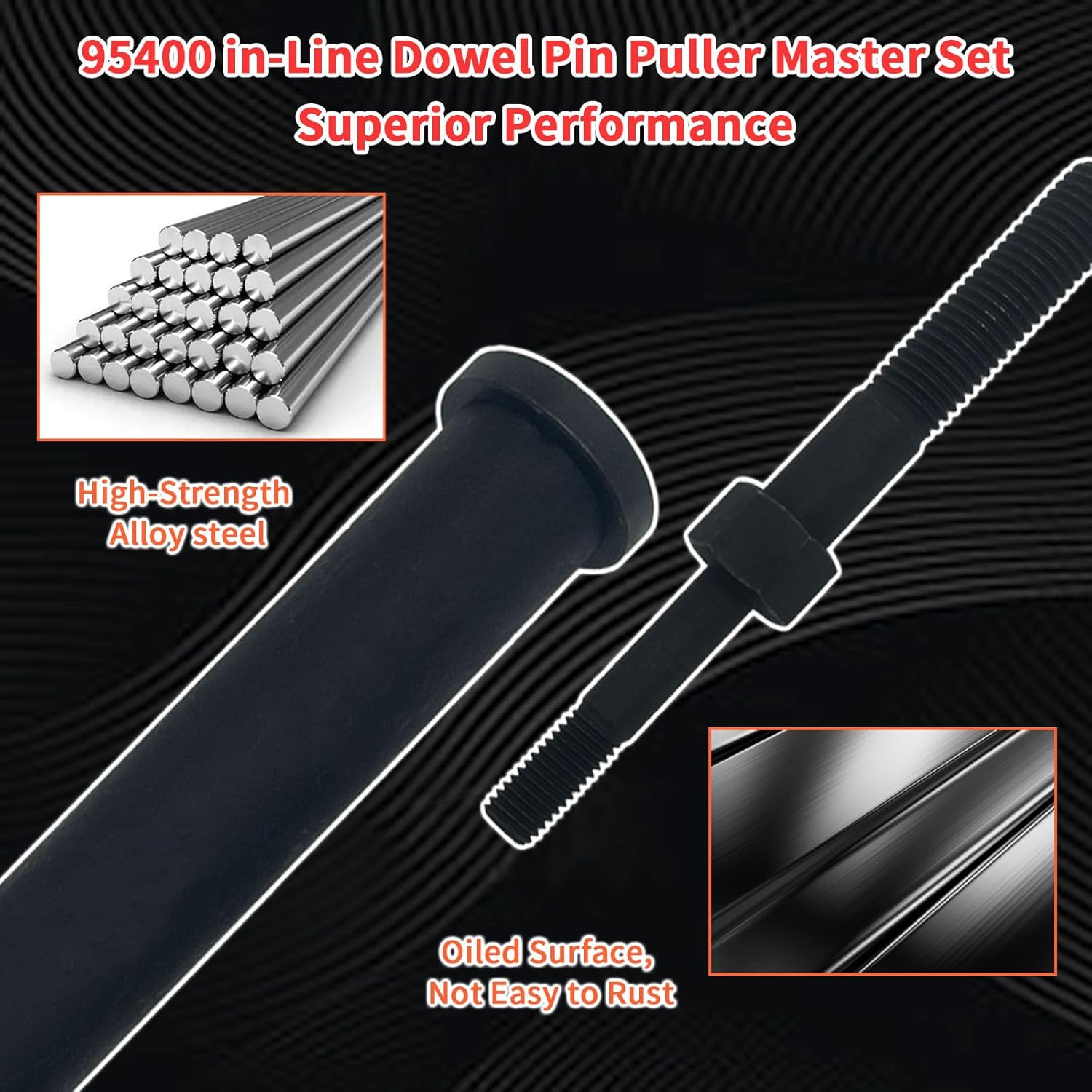 95400 in-Line Dowel Pin Puller Master Set, Includes Both SAE and Metric Collets, 18 PCS Efficient and Time-Saving Dowel Pin Puller Tool