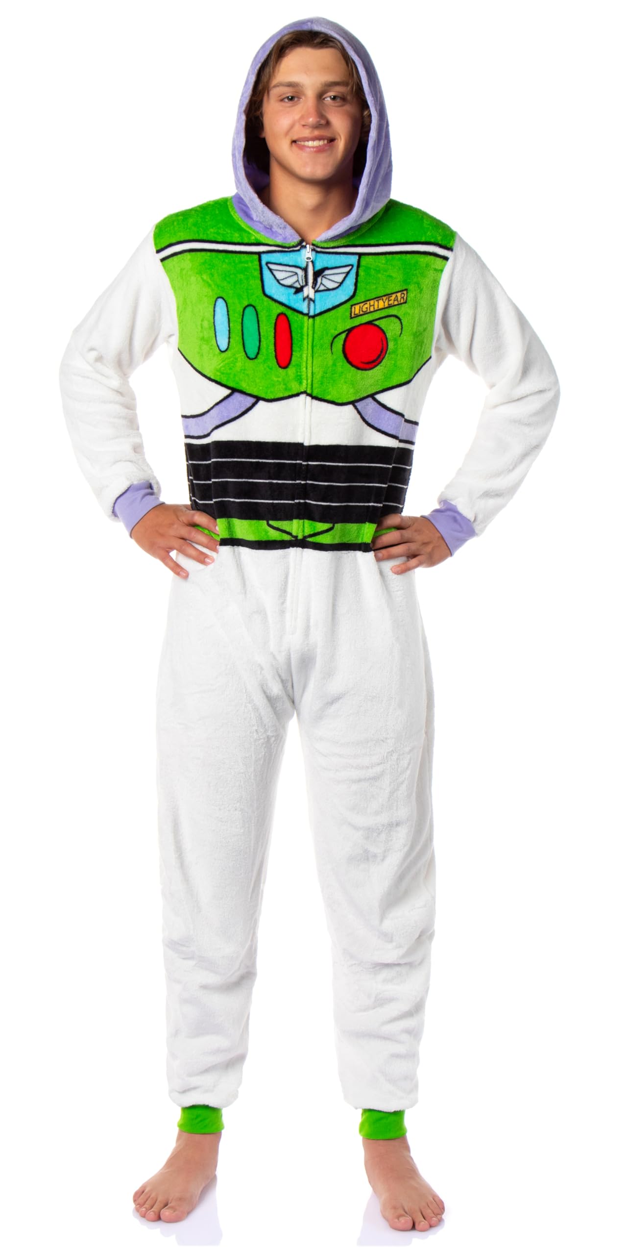 Disney Toy Story Buzz Lightyear - Disfraz de pijama de forro polar con capucha para adultos y mujeres