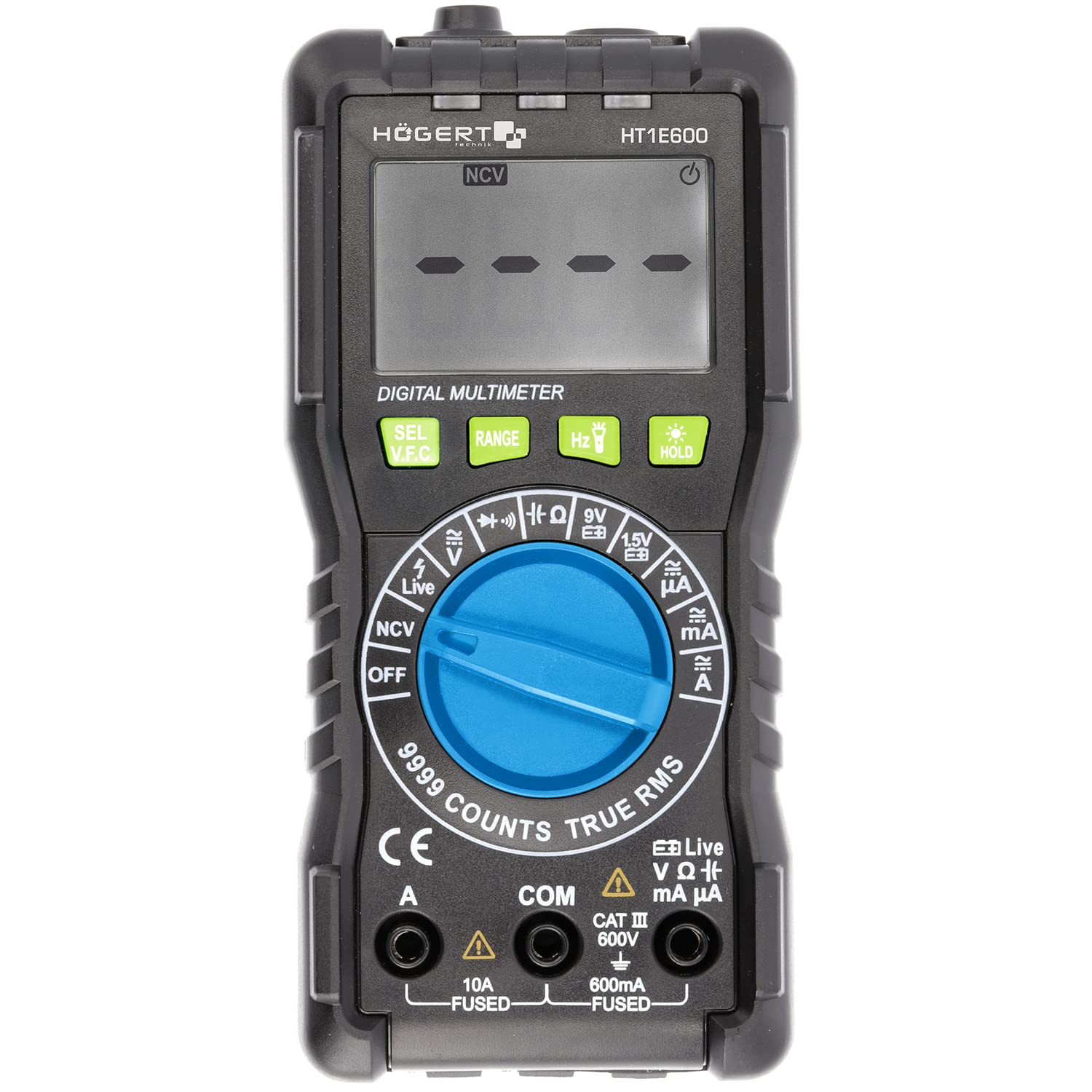 HÖGERT TECHNIK - Multimetro digitale con TRUE RMS, NCV, VFC, selezione manuale/automatica, display LCD, rilevamento di fase, per elettrici, auto e officina