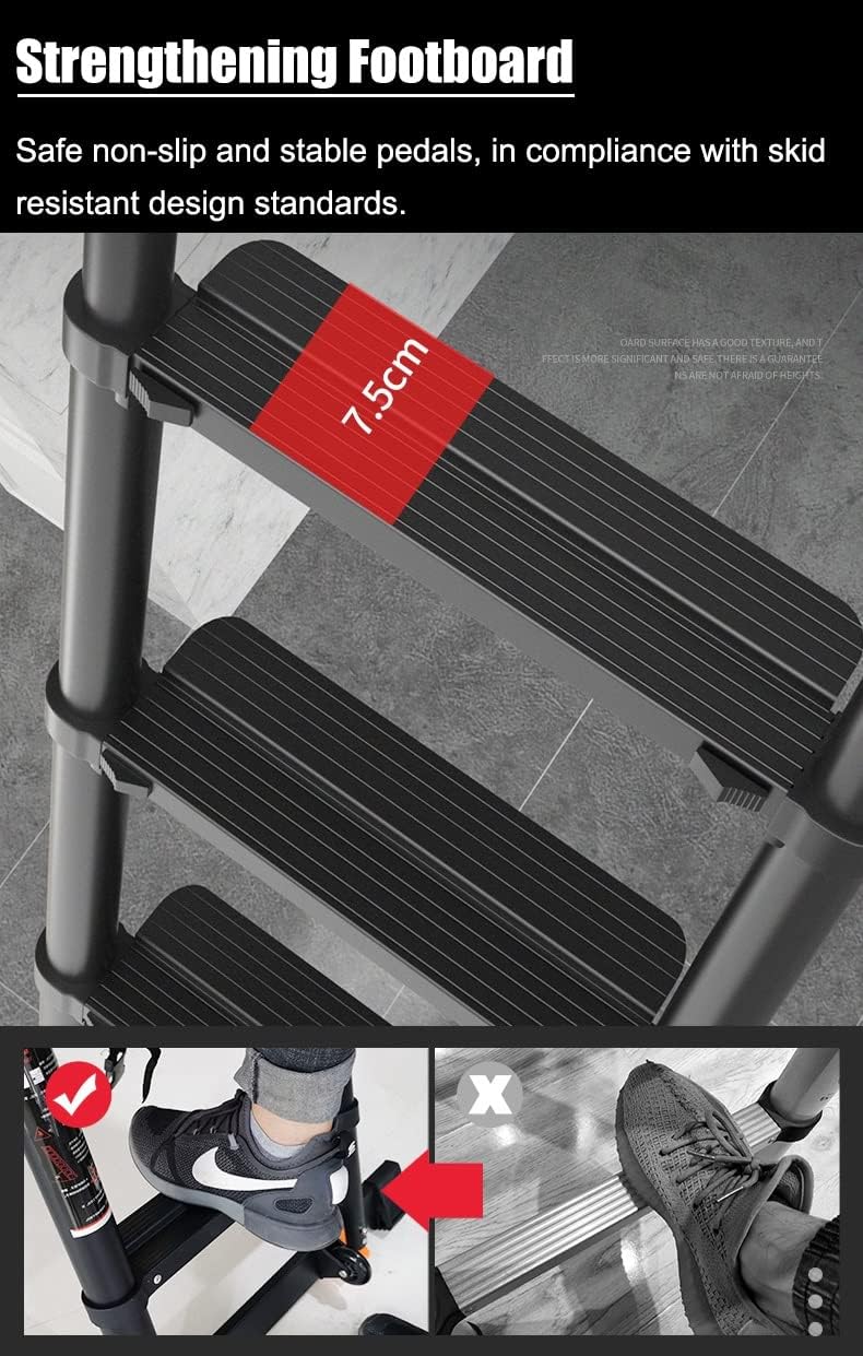 Telescopic Ladder Telescopic Ladders Multi-Purpose Extendable Ladder Telescopic Ladder Telescoping Ladder for 5m/4m/3m/2m Loft Roof Attic Household Use, Aluminum Black Extension Telescopic L