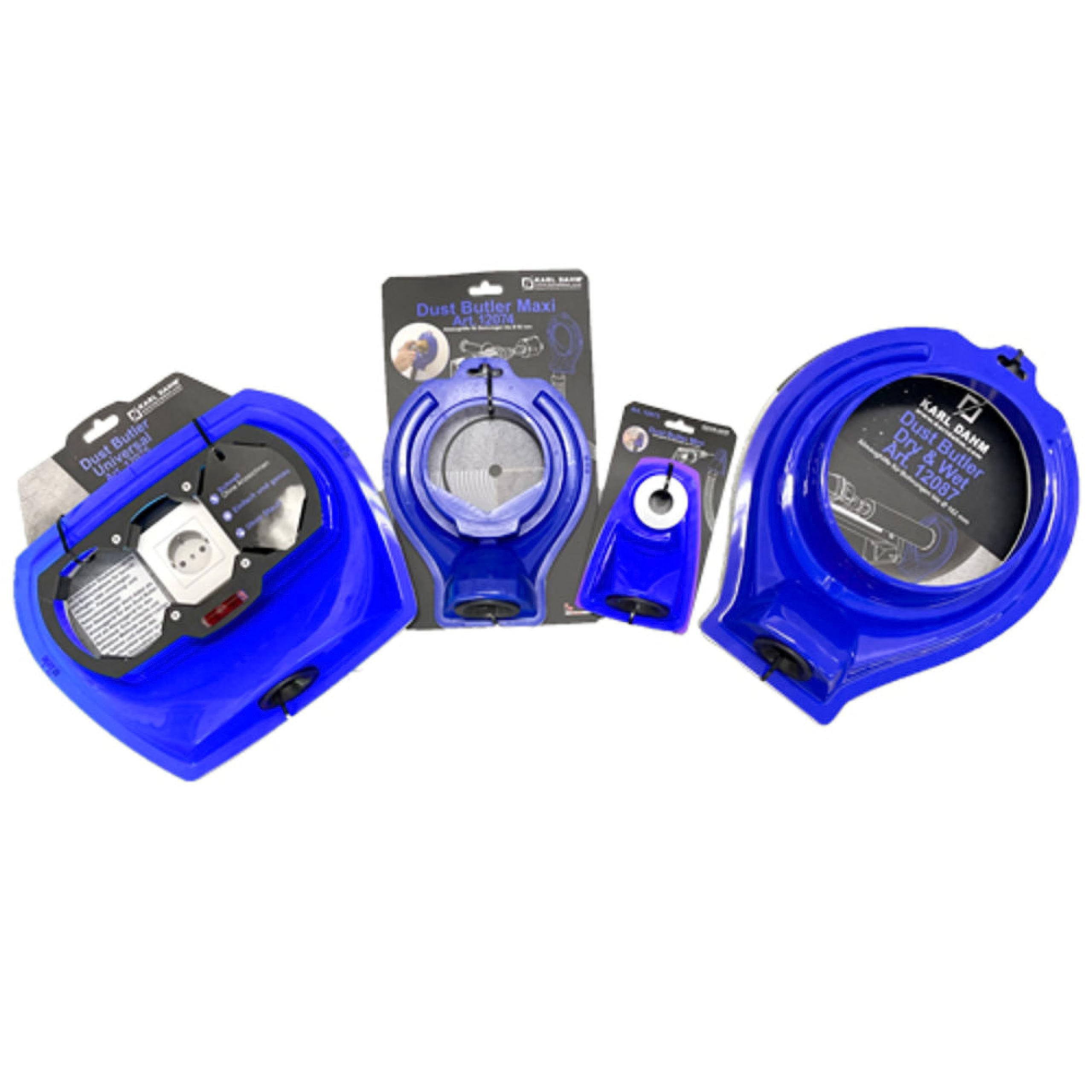 Karl Dahm Dust Butler Set - para Taladrar Sin Polvo I Diámetros 18 mm, 82 mm, 3 x 82 mm (para Tacos) y 162 mm I Colector de Polvo Profesional y Guía de Taladrado en Uno – 12180