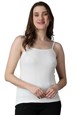 Wearslim® Premium Women’s Cotton Quilted Thermal Underwear Ultra Soft Cold Weather Lightweight Top Spaghetti Warmer - Wh