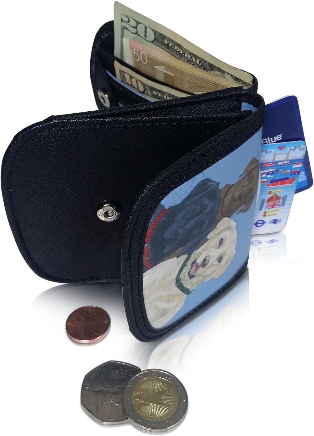 Taxi Wallet® TW95-LABRADOR Soft Vegan Non-leather - Compact, Front Pocket Folding Wallet - For Cards, Bills, ID (Men & Women)