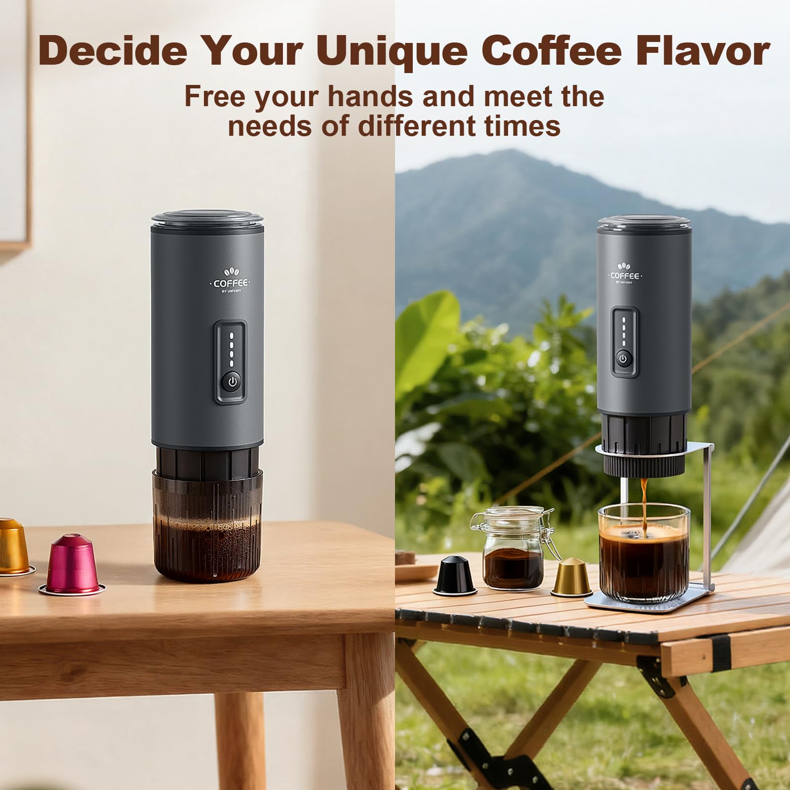 Cafetera portátil, juego de máquina de café espresso eléctrica 3 en 1, cafetera recargable de autocalentamiento con bolsa de transporte y soporte de café para oficina, camping, senderismo