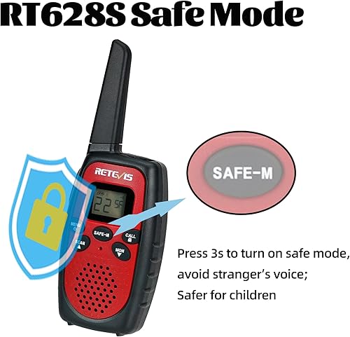 Miniatura 3 de Retevis RT628 Walkie Talkies para niños, paquete de radio de 2 vías de largo alcance con modo seguro RT628S Walkie Talkies para adultos de 5 a 12