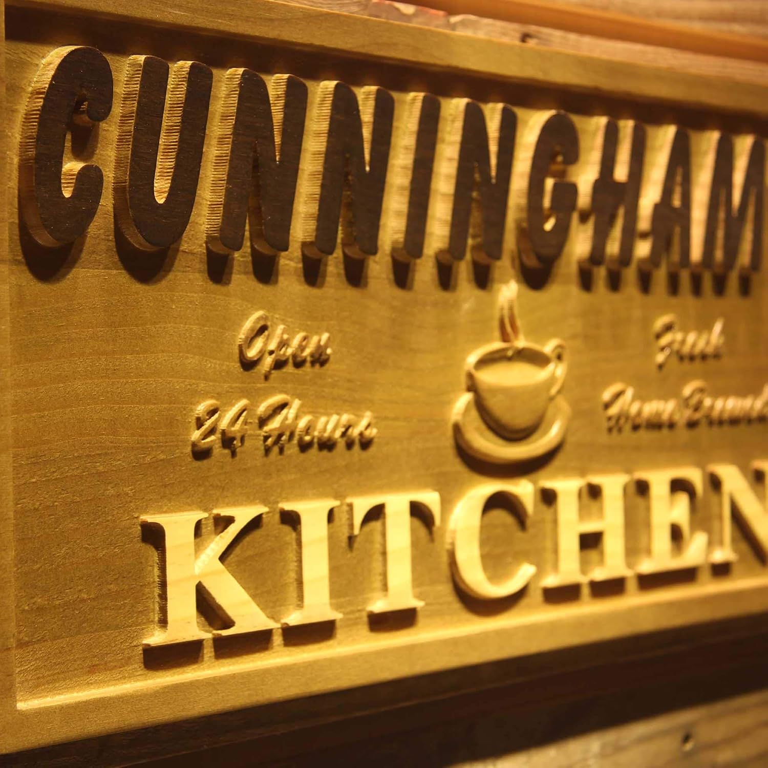 ADVPRO wpa0105 Name Personalized Kitchen Coffee Decor Wood Engraved Wooden Sign - Standard 23 x 9.25